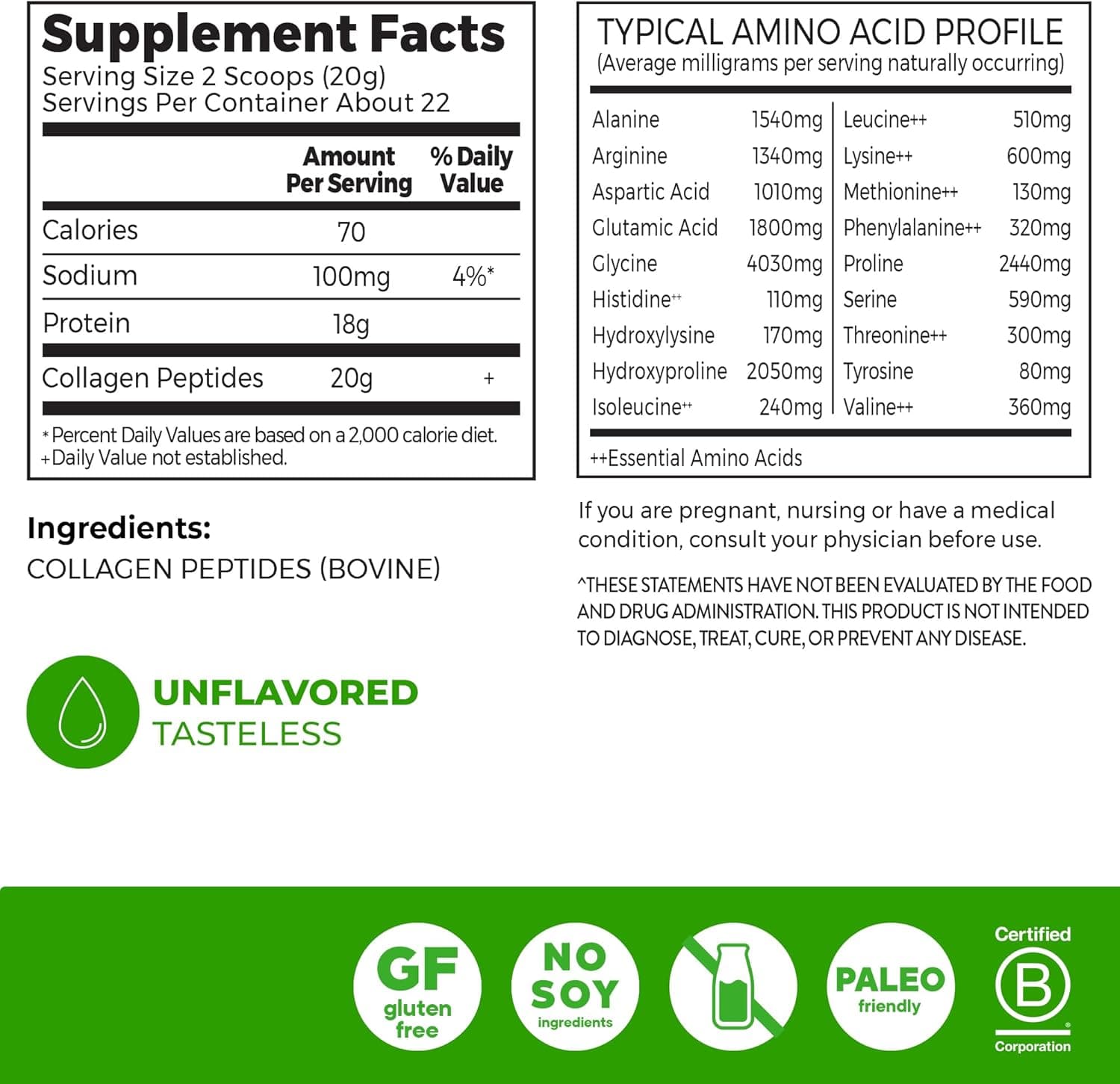 Orgain Hydrolyzed Collagen Peptides Powder (1lb) thumbnail 2