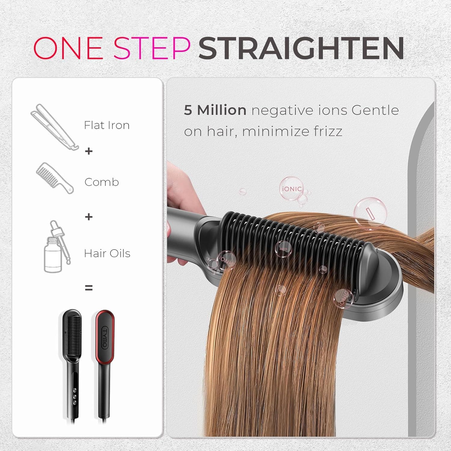 TYMO Ring Plus Ionic Hair Straightener Brush thumbnail 2