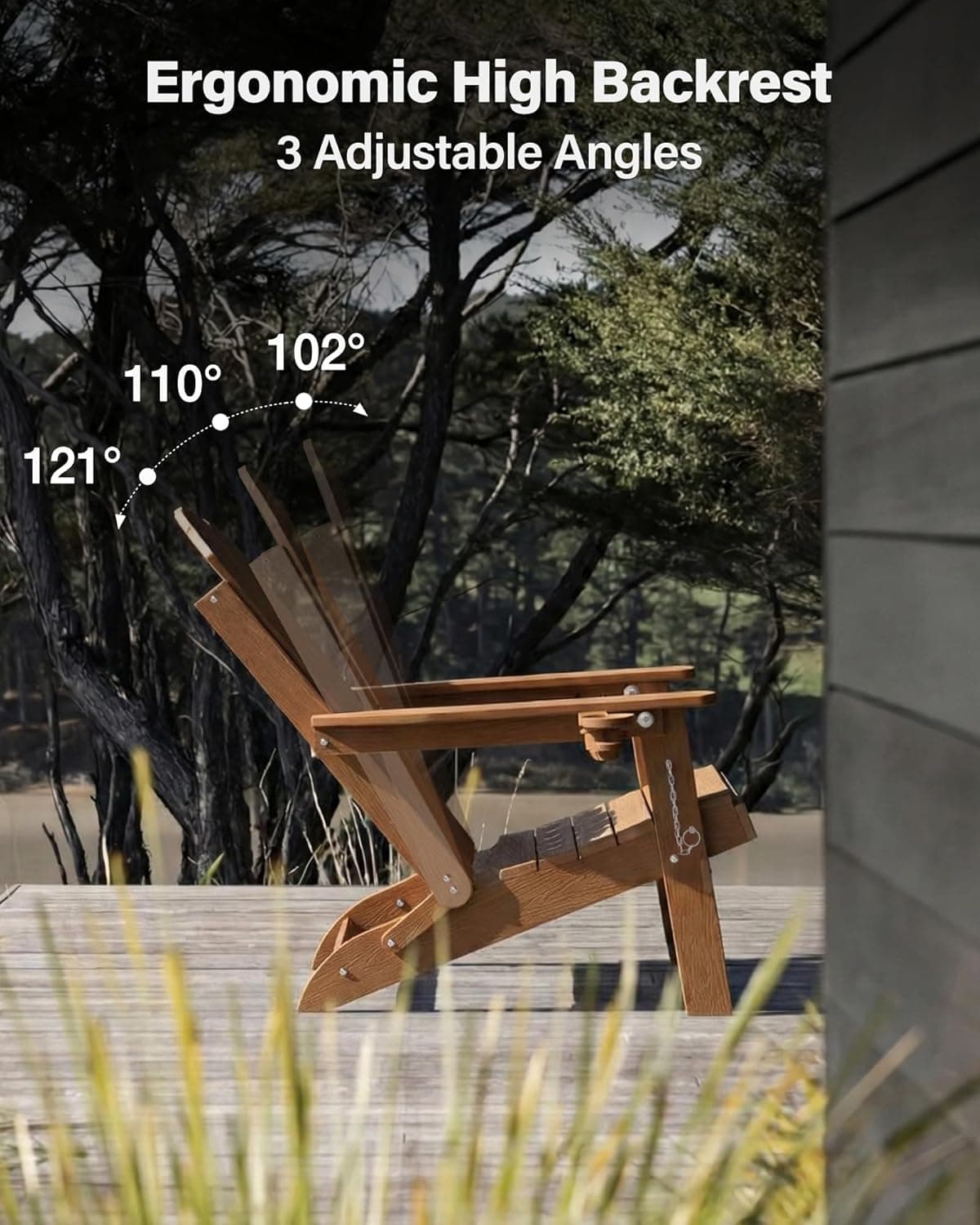 YEFU Folding Adirondack Chair with Adjustable Backrest thumbnail 4