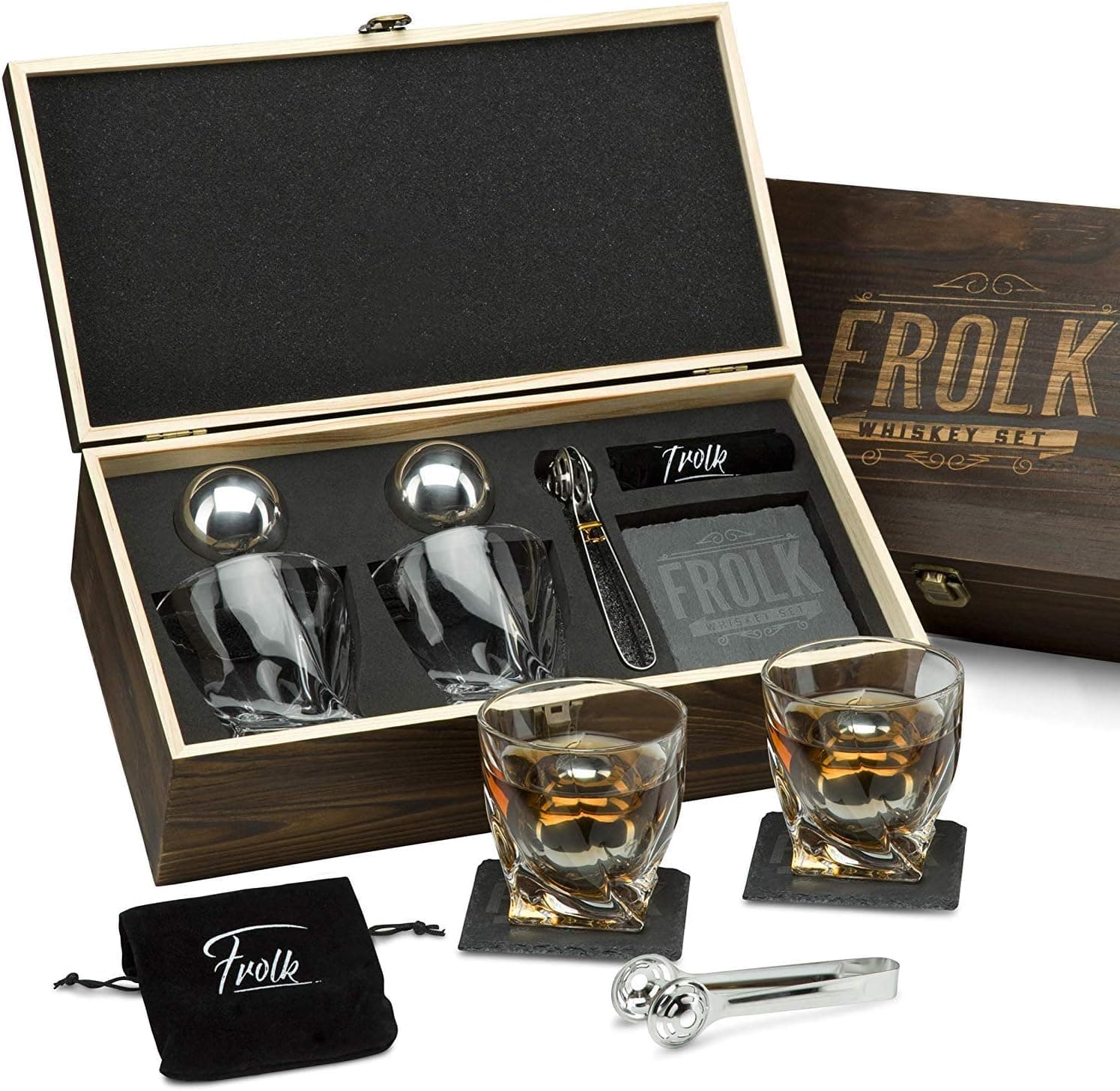Whiskey Stones Gift Set with Stainless Steel Balls and Glasses - image 1