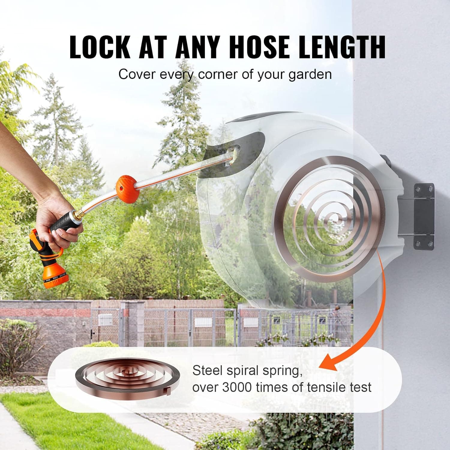VEVOR Retractable Garden Hose Reel 1/2 in x 100 ft thumbnail 4