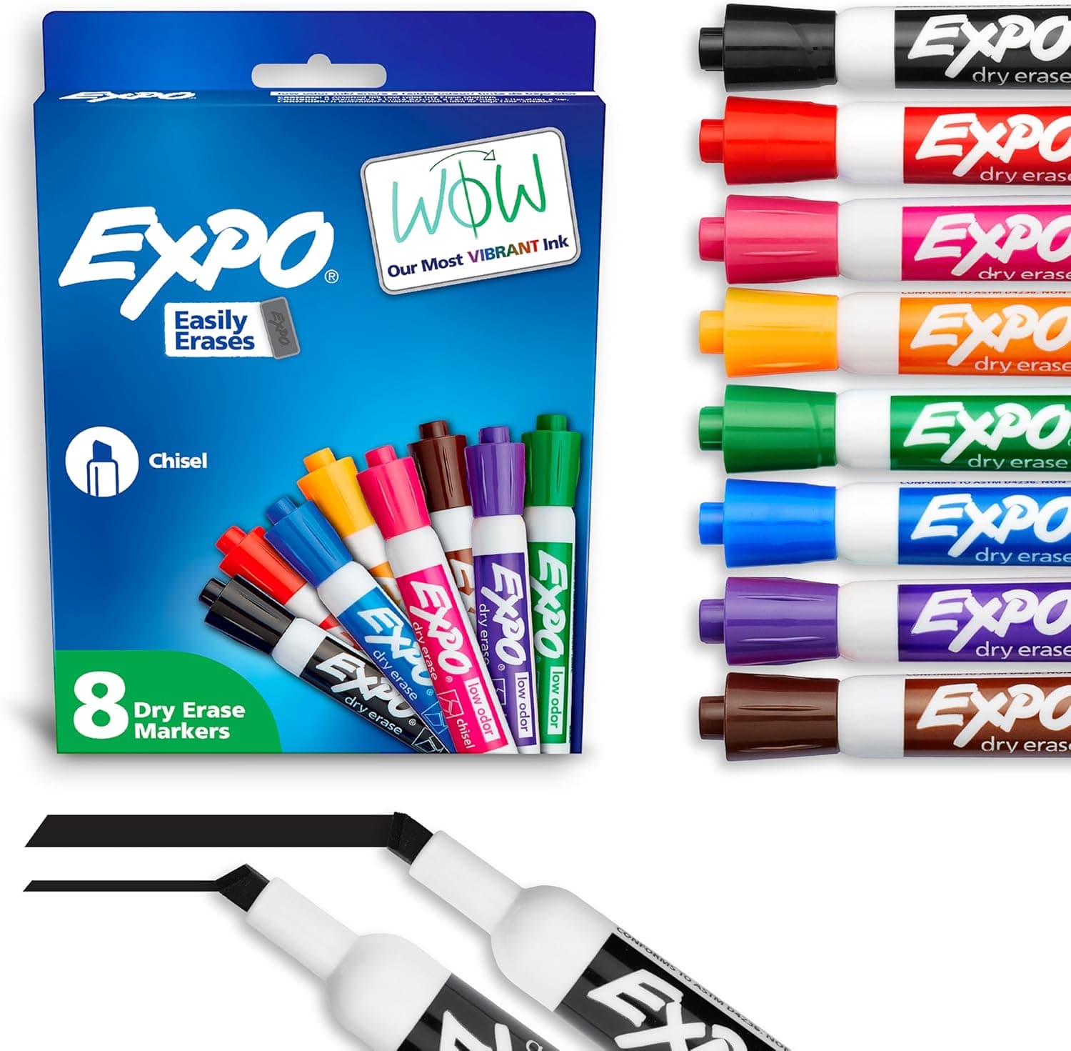 EXPO Low Odor Dry Erase Markers, Chisel Tip, Assorted Colors, 8 Count - image 1