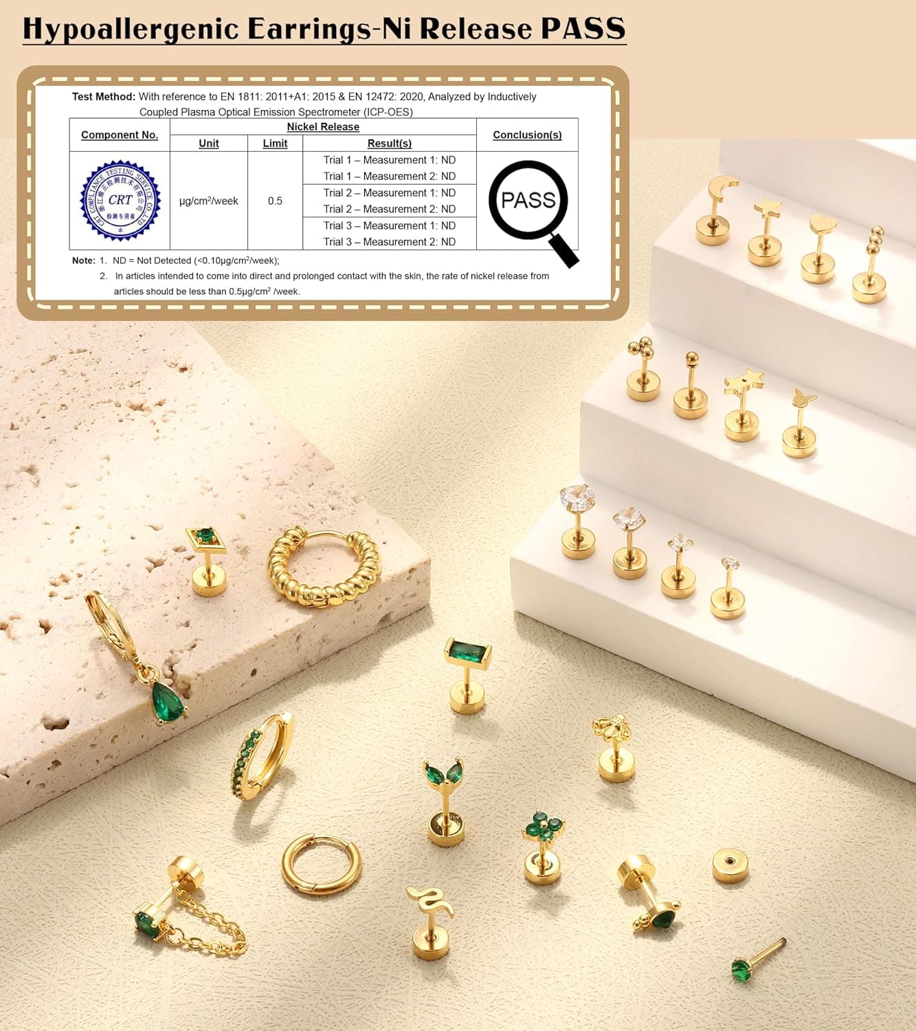 ADRAMATA Flat Back Earrings Set for Women Surgical Steel thumbnail 5