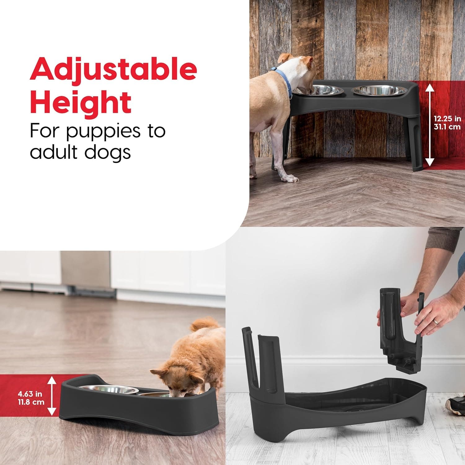 IRIS USA Elevated Dog Bowls Adjustable Height thumbnail 4