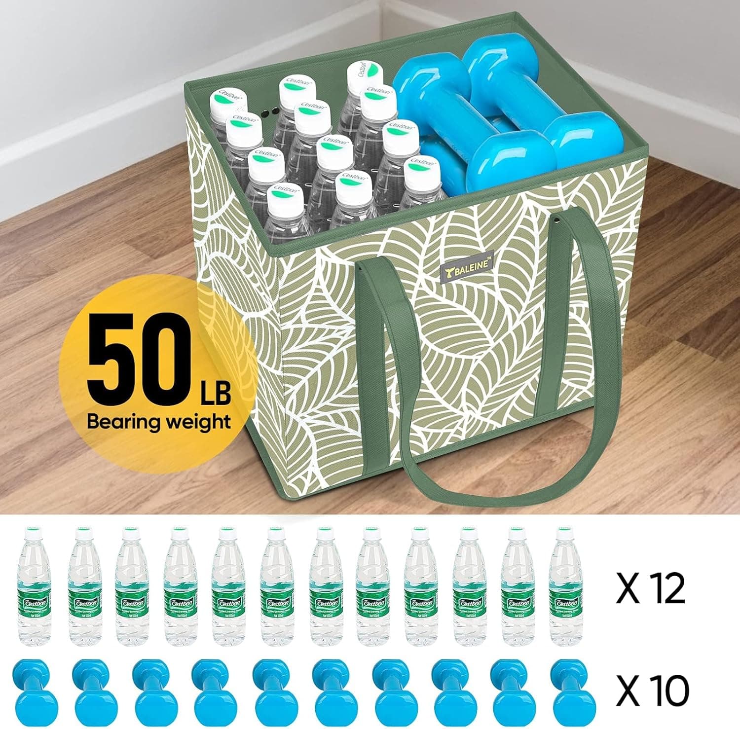 BALEINE 3-Pack Reusable Grocery Bags with Reinforced Bottom & Handles thumbnail 4