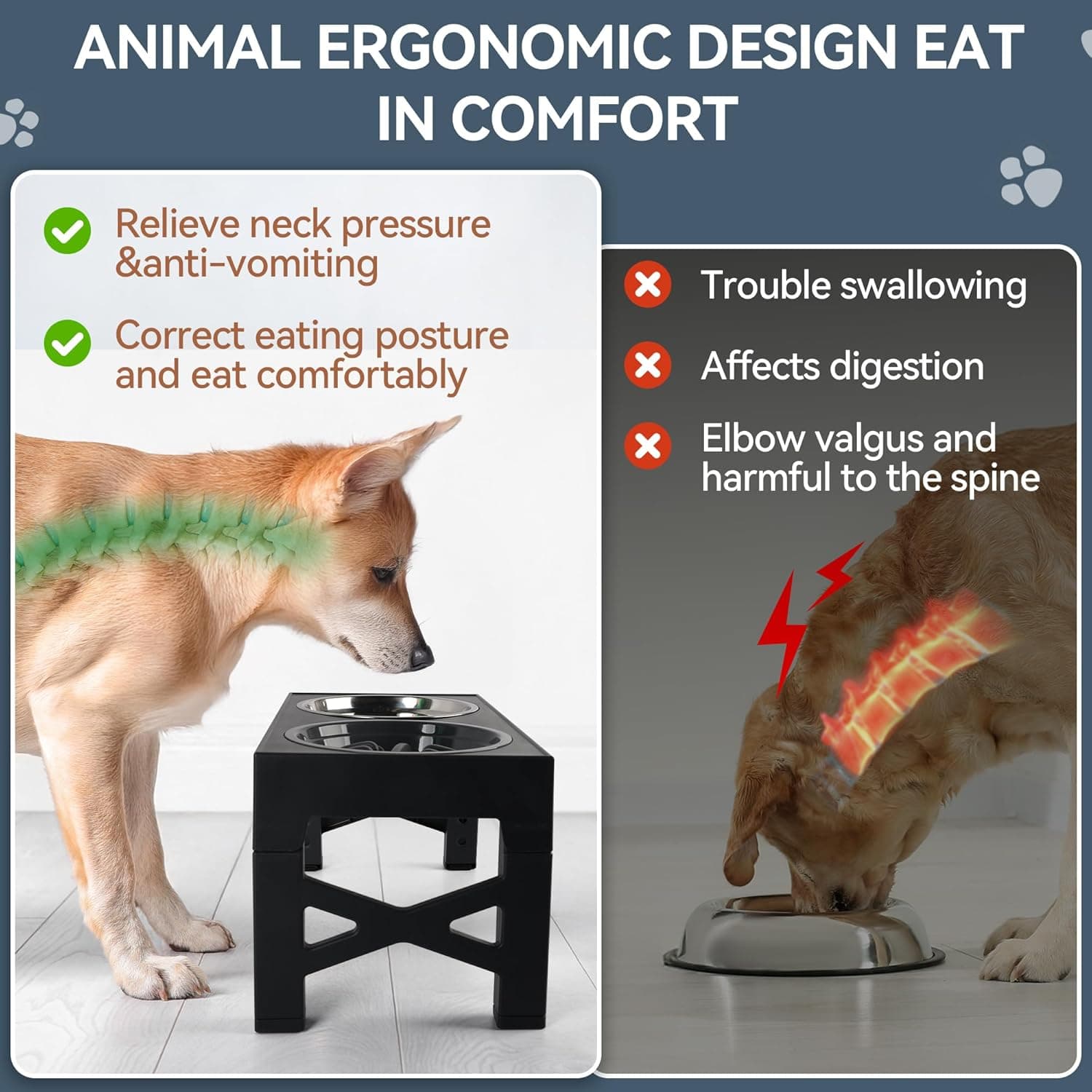 PAWISE Elevated Dog Bowls 4 Height Adjustable thumbnail 4