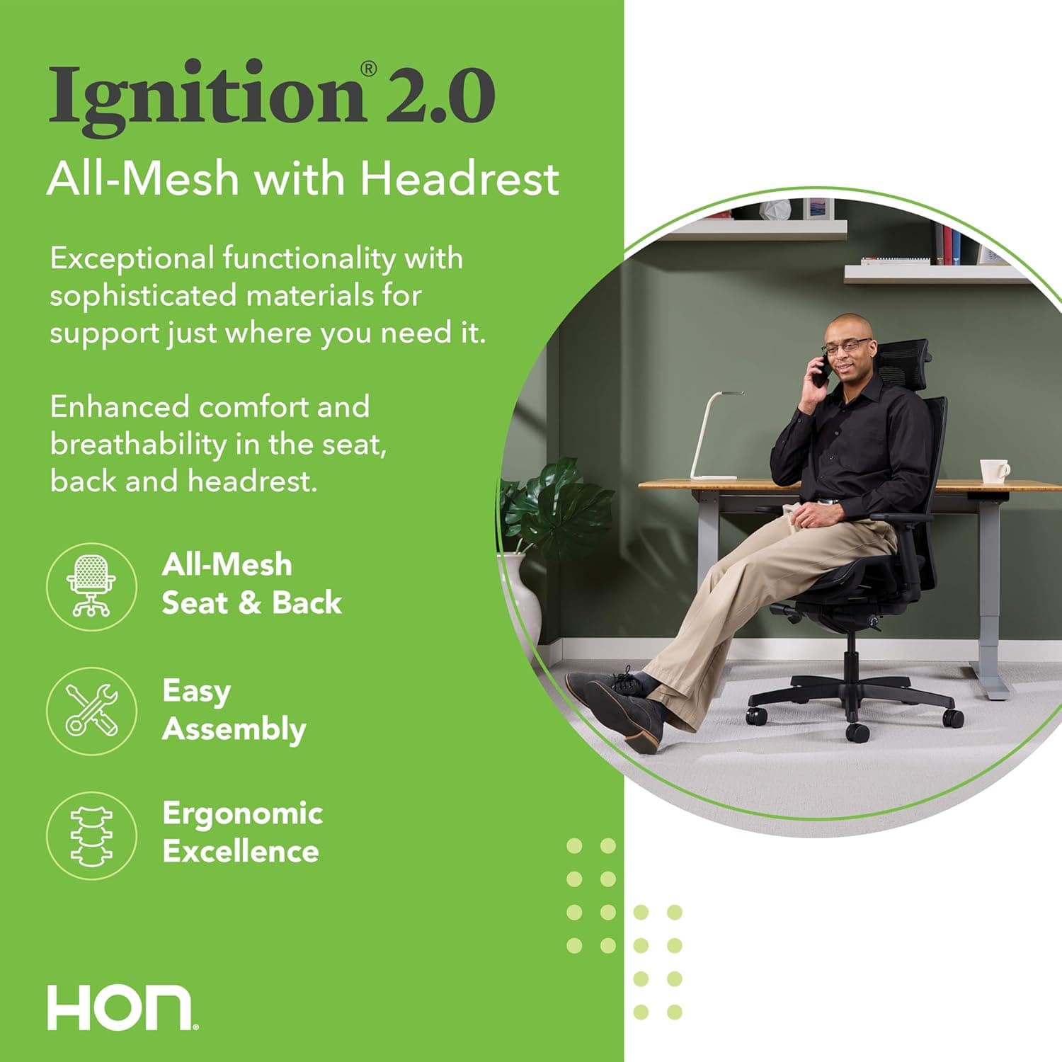 HON Ignition 2.0 Ergonomic Office Chair thumbnail 4
