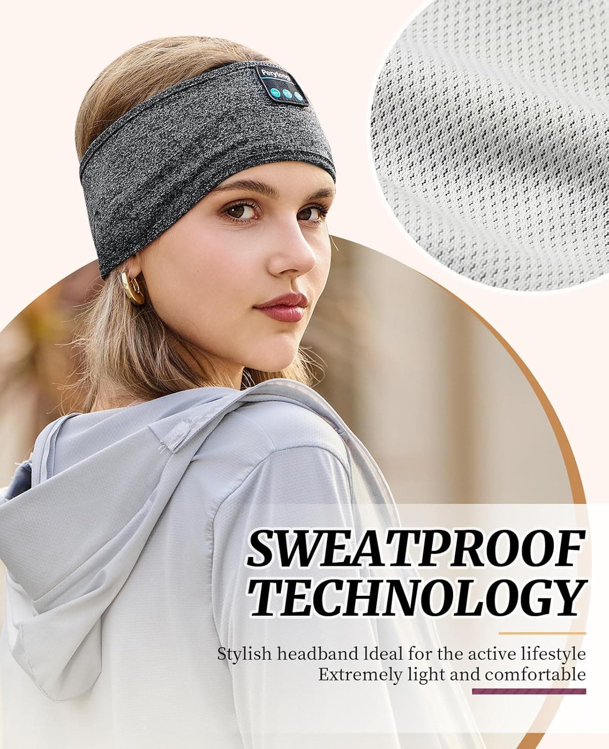 Perytong Sleep Headphones Bluetooth Headband thumbnail 2