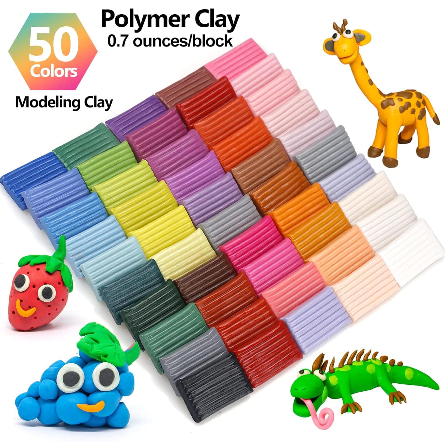 CiaraQ Polymer Clay Starter Kit, 50 Colors with Sculpting Tools thumbnail 3