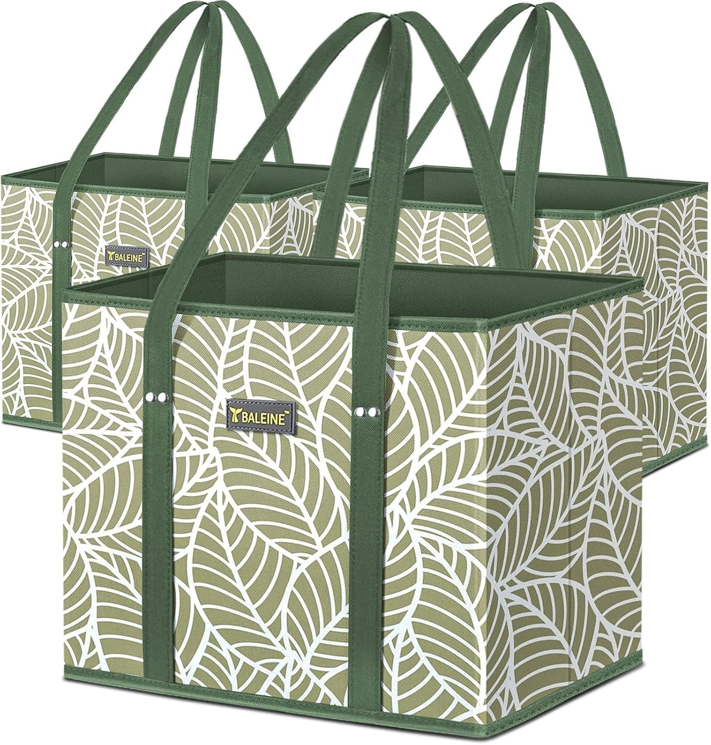 BALEINE 3-Pack Reusable Grocery Bags with Reinforced Bottom & Handles - image 1