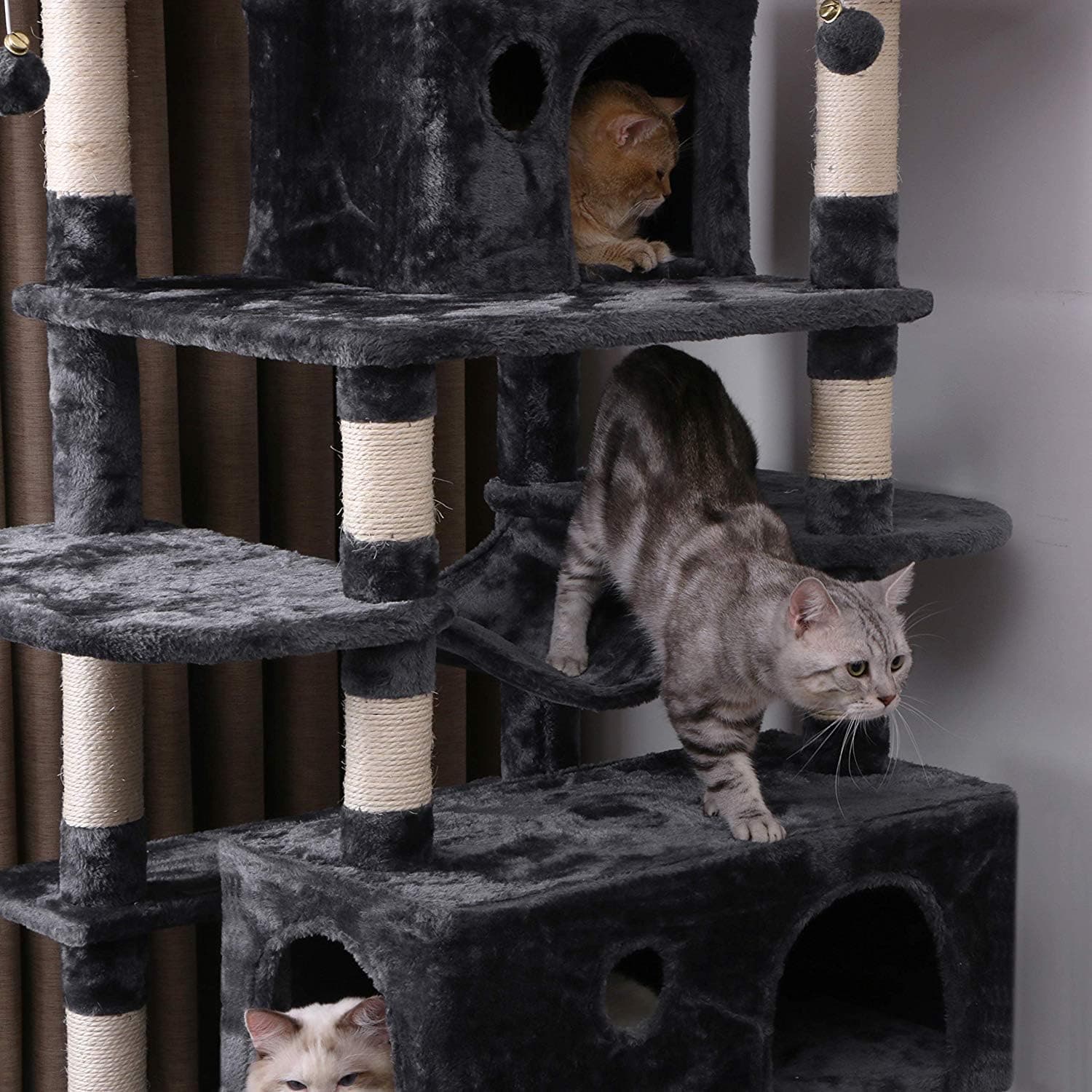 BEWISHOME Large Cat Tree Condo with Sisal Scratching Posts thumbnail 5