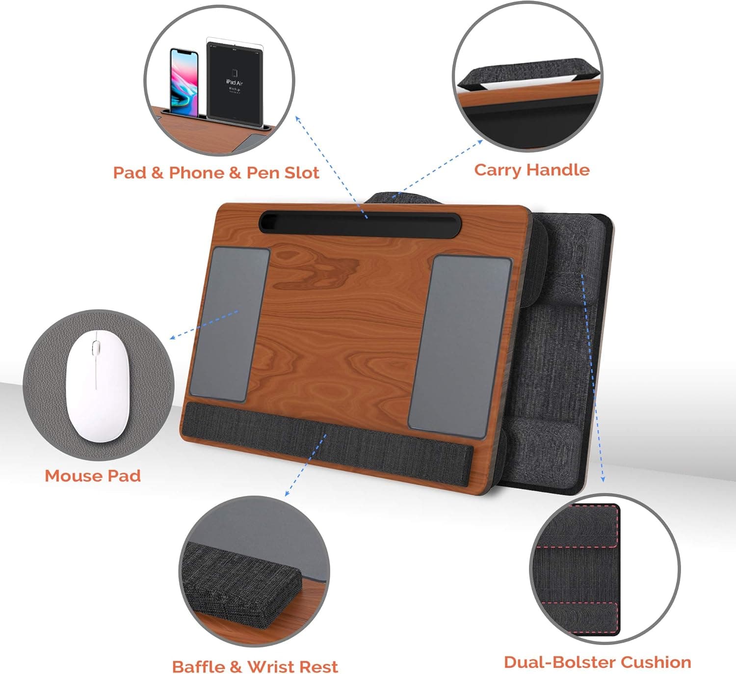 Kavalan Portable Laptop Lap Desk with Pillow Cushion and Wrist Pad thumbnail 5