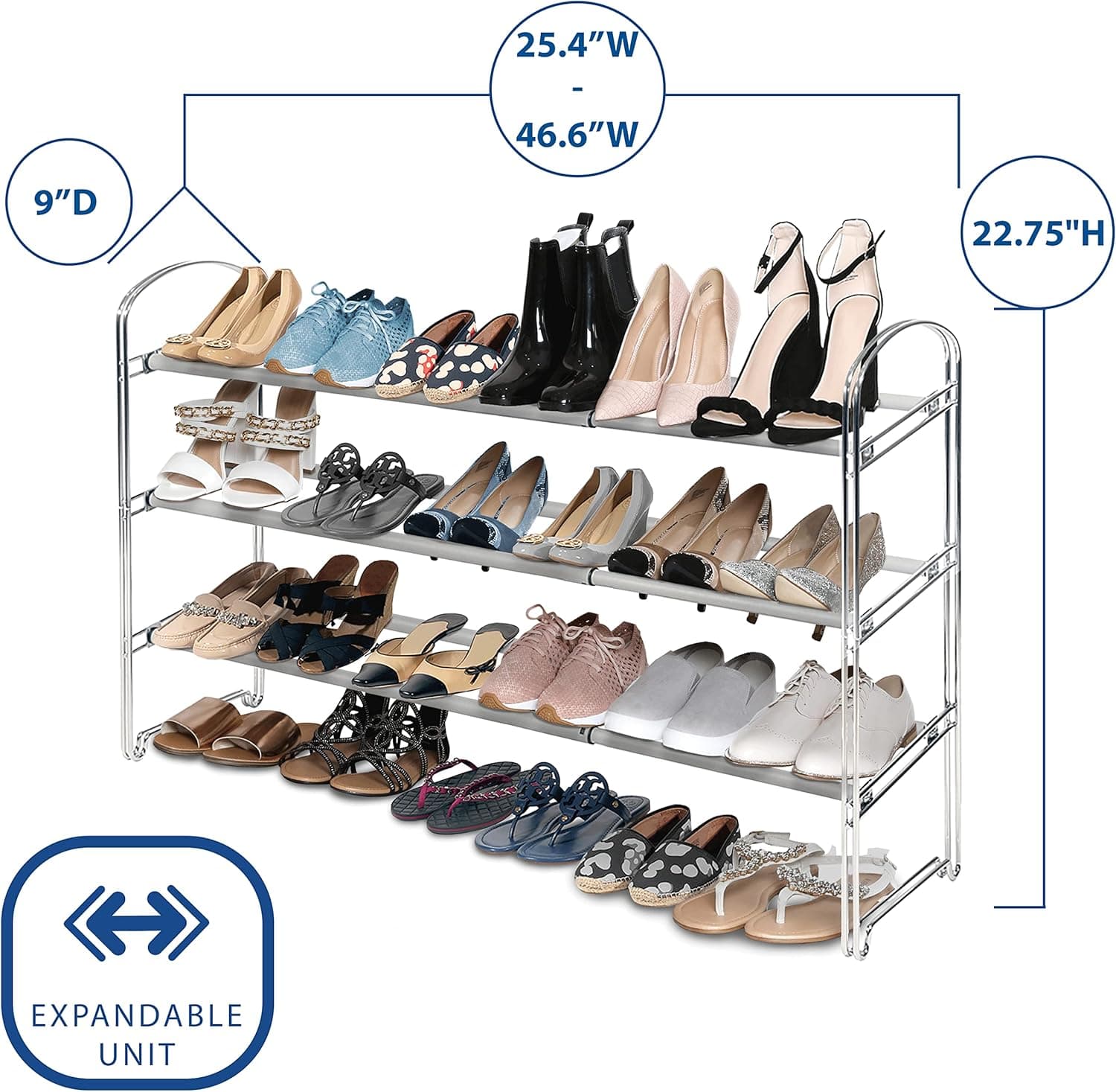 Seville Classics 3-Tier Expandable Shoe Rack thumbnail 2