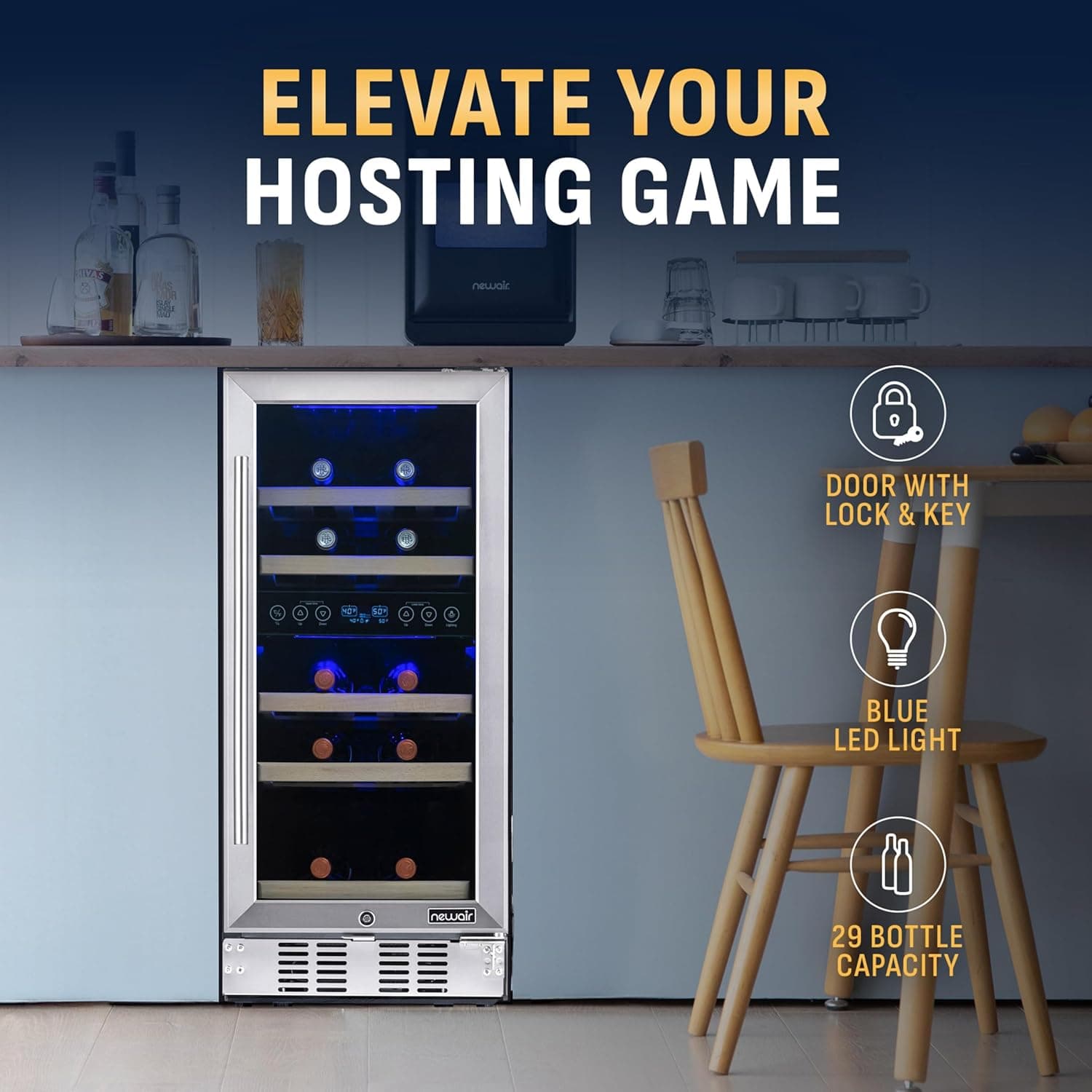 NewAir 15 Inch 29-Bottle Dual Zone Wine Fridge thumbnail 3