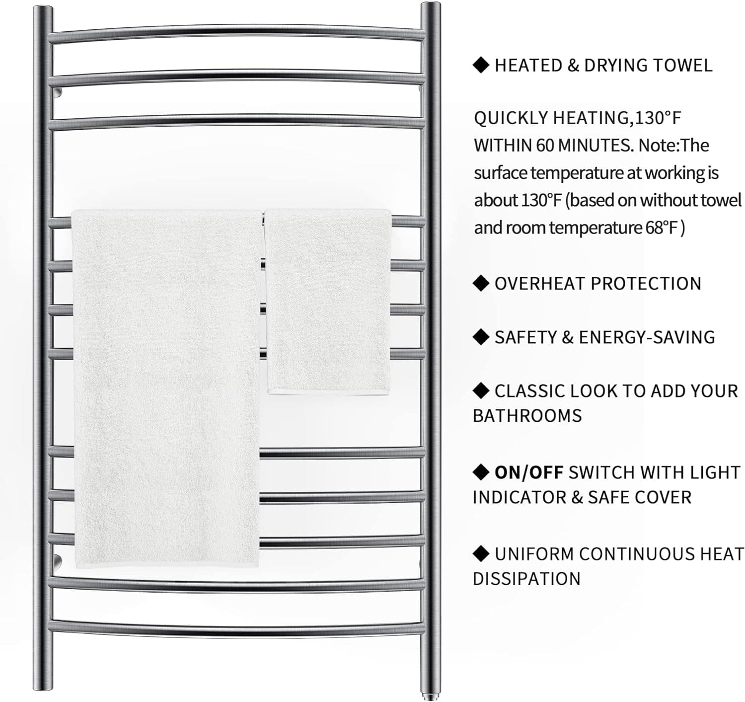 HEATGENE Plug-in/Hardwired Heated Towel Rack thumbnail 3