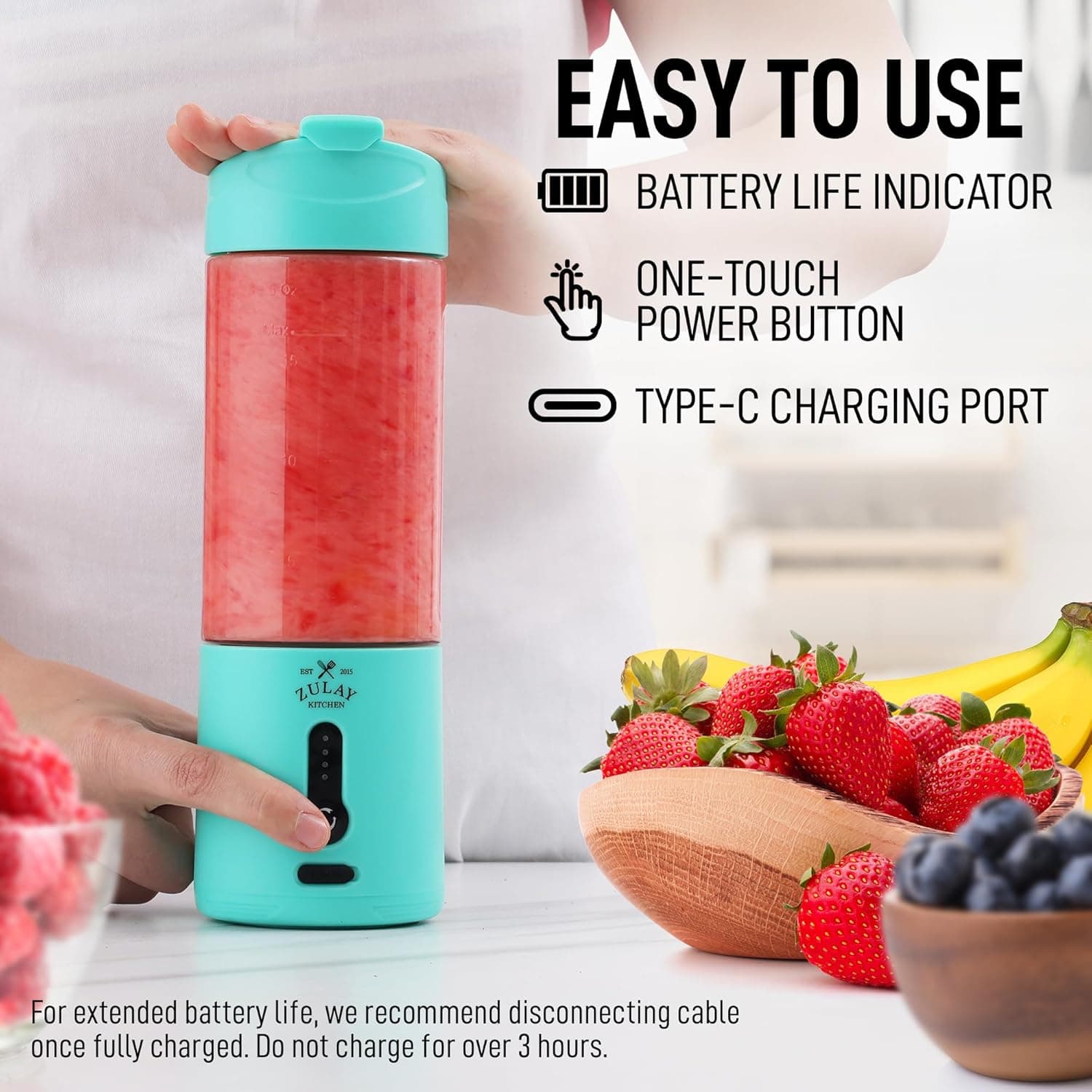 Zulay Kitchen Portable Blender 18oz thumbnail 3