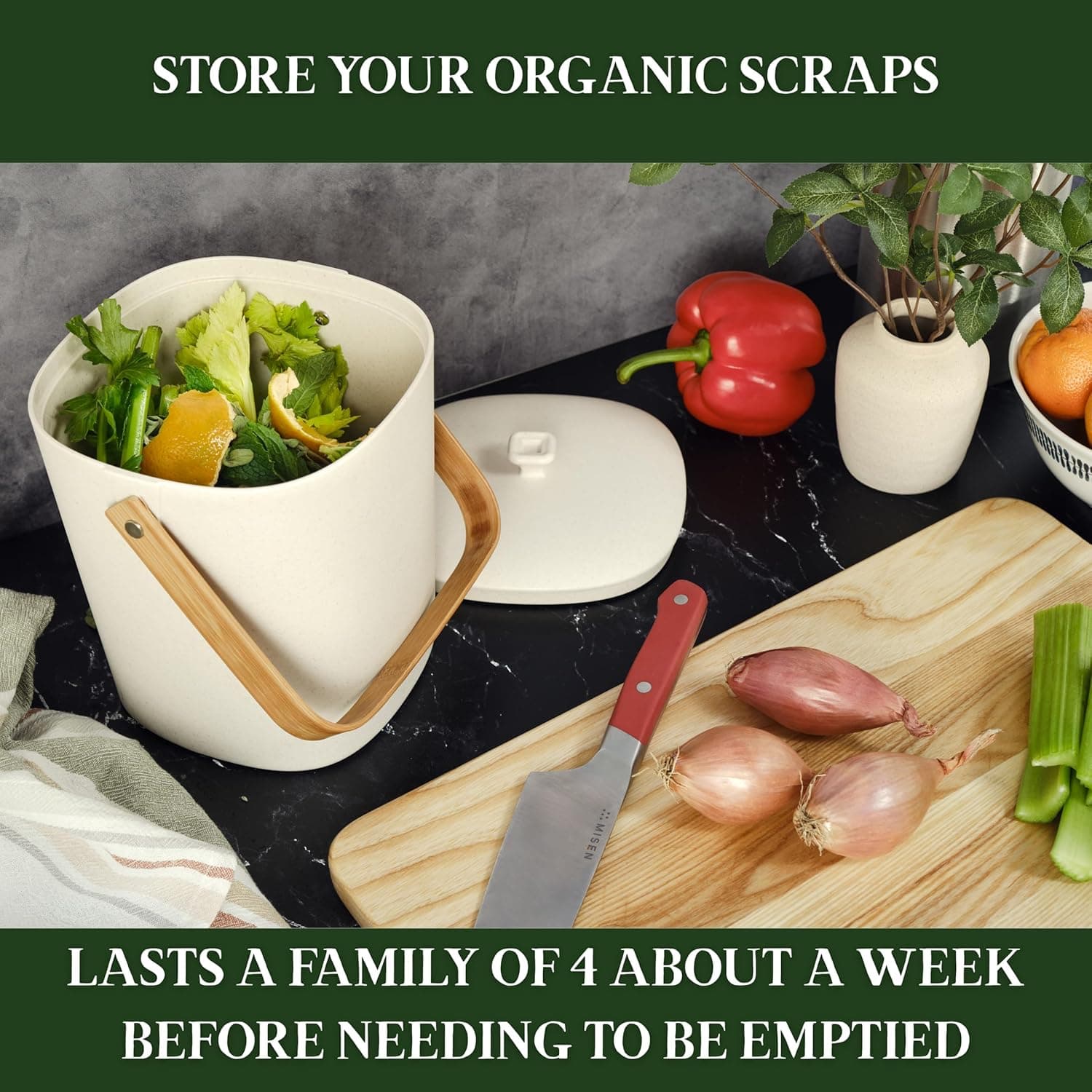 Bamboozle 1-Gallon Countertop Compost Bin thumbnail 4