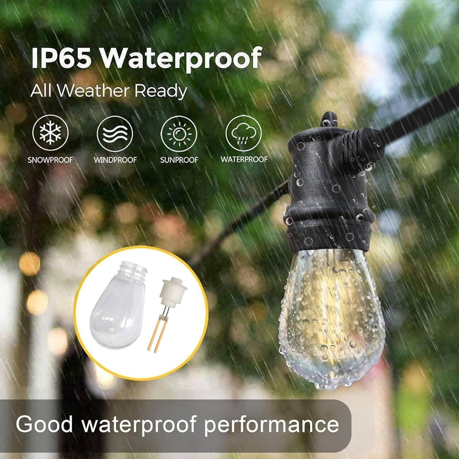 SUNTHIN 2 Pack 48ft Outdoor String Lights with 2W LED Bulbs thumbnail 3