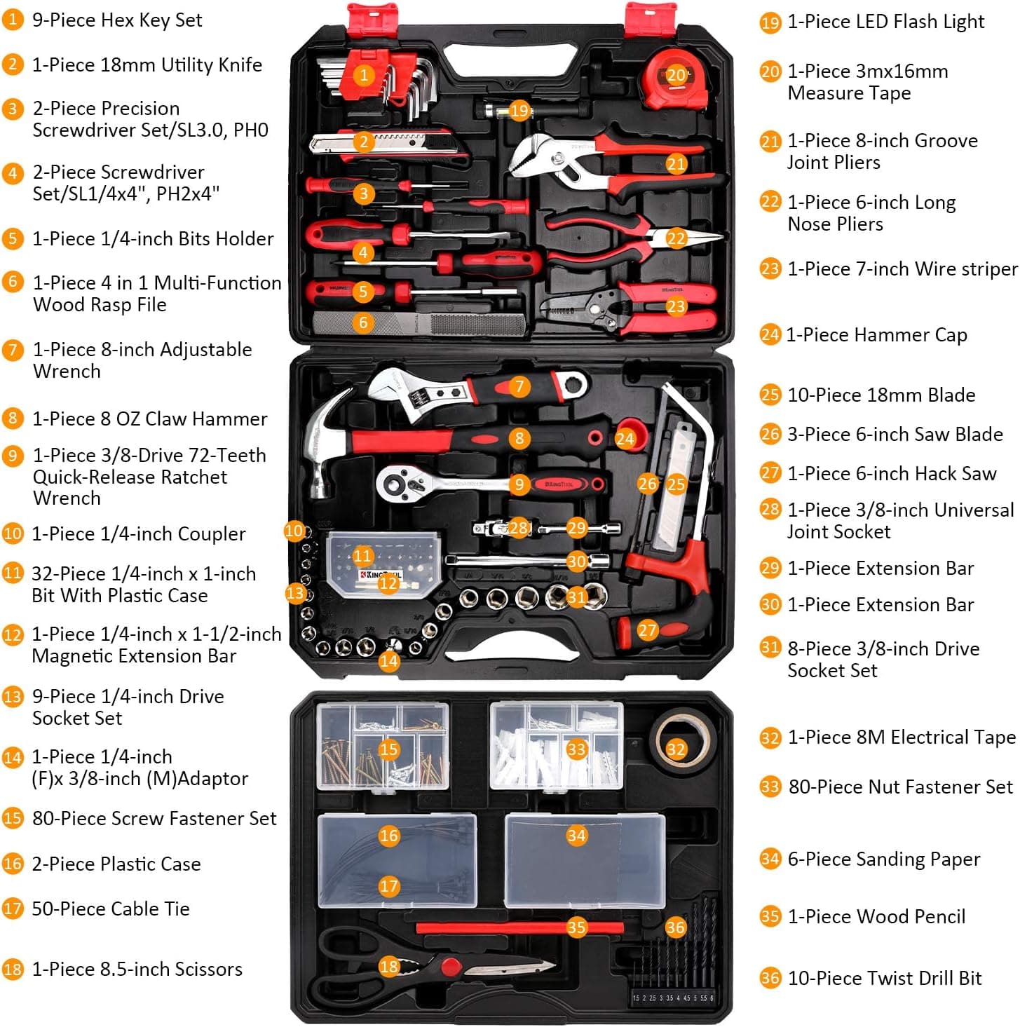 KingTool 325-Piece Home Repair Tool Kit thumbnail 2