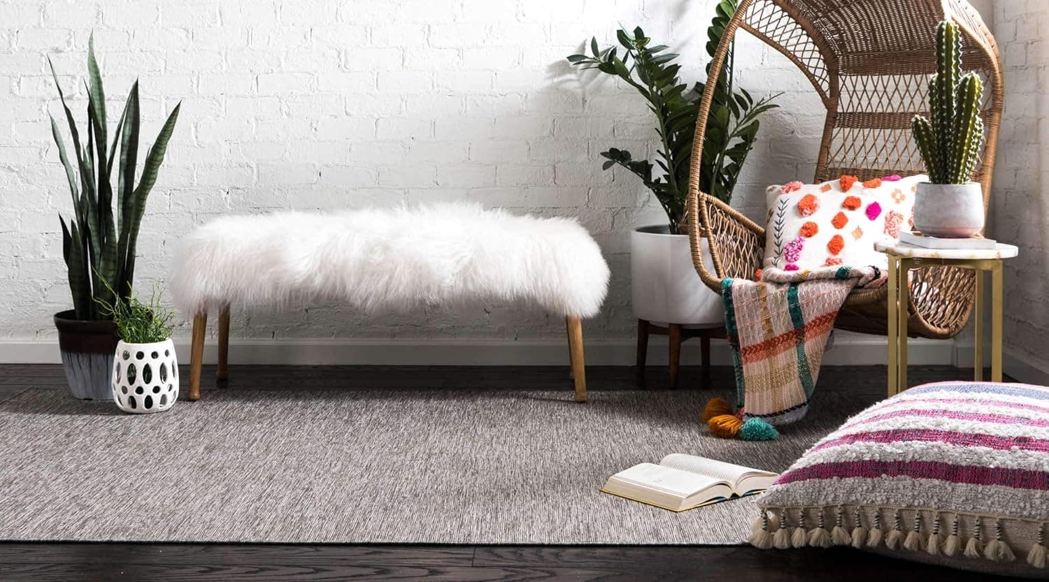 Unique Loom Outdoor Patio Collection Modern Flatweave Green Area Rug 5x8 thumbnail 2