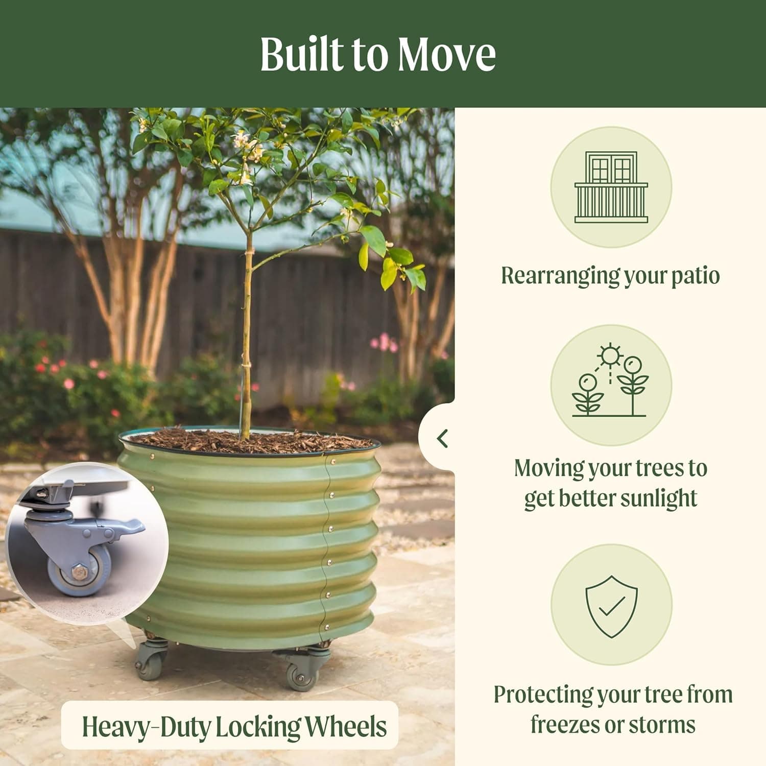 Vego Garden Self-Watering Rolling Citrus Planter thumbnail 2