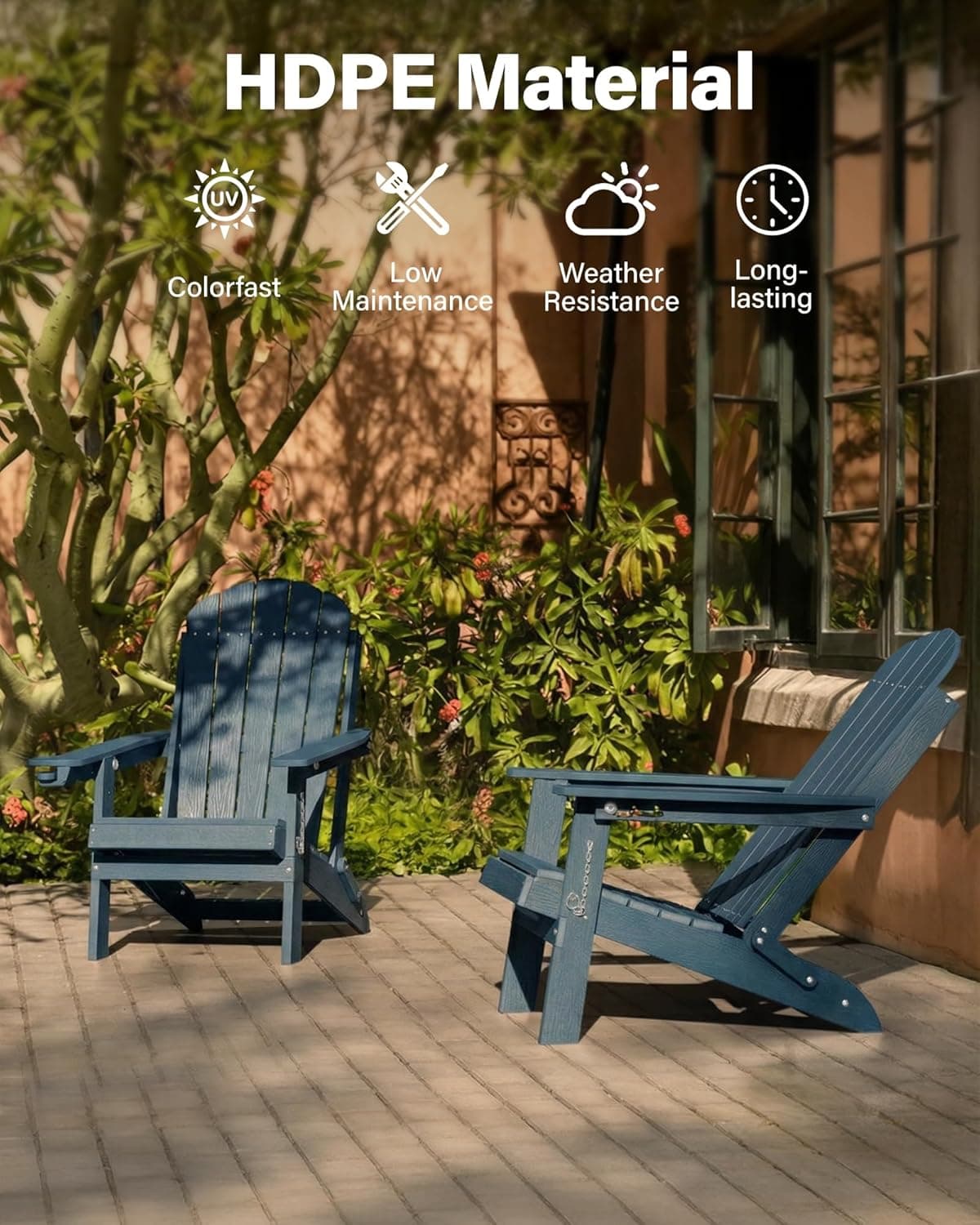 YEFU Folding Adirondack Chair with Adjustable Backrest thumbnail 3