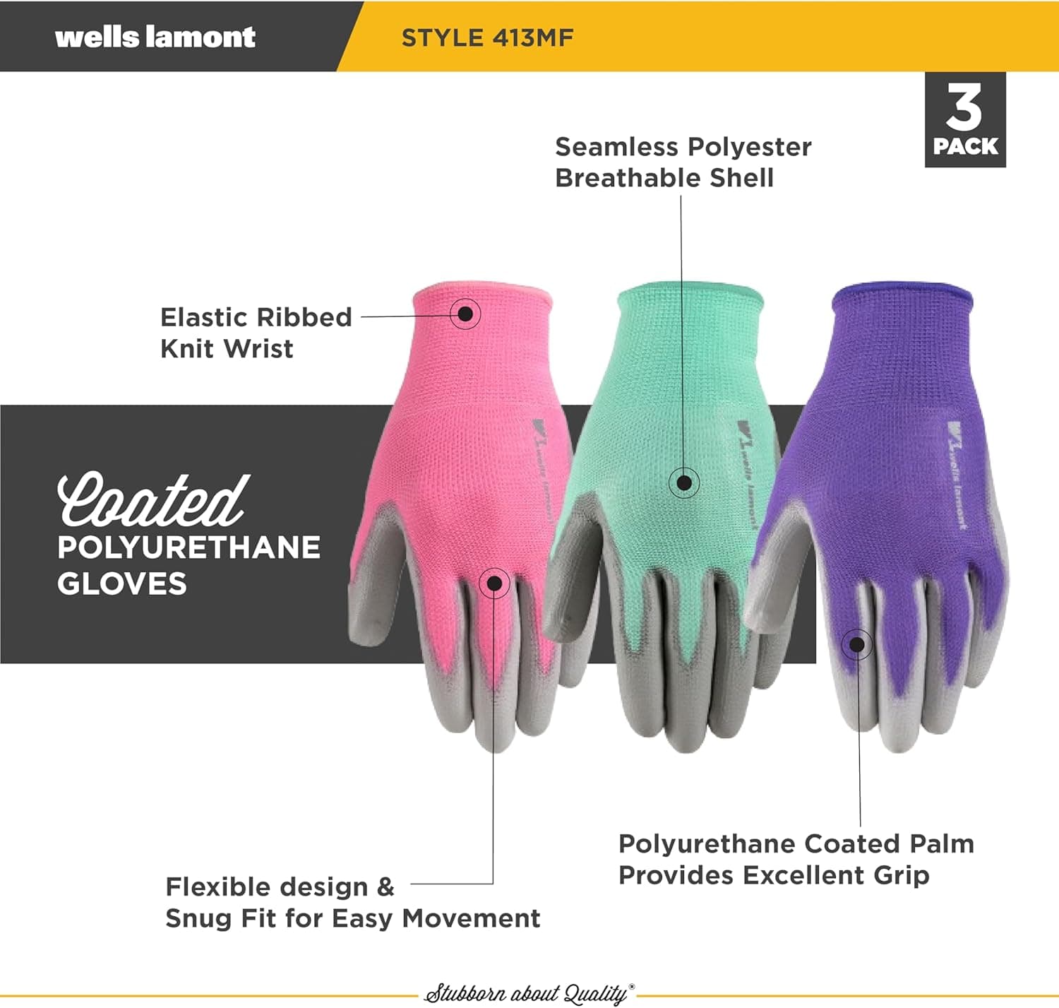 Wells Lamont Women's Breathable Seamless Gardening Gloves thumbnail 3