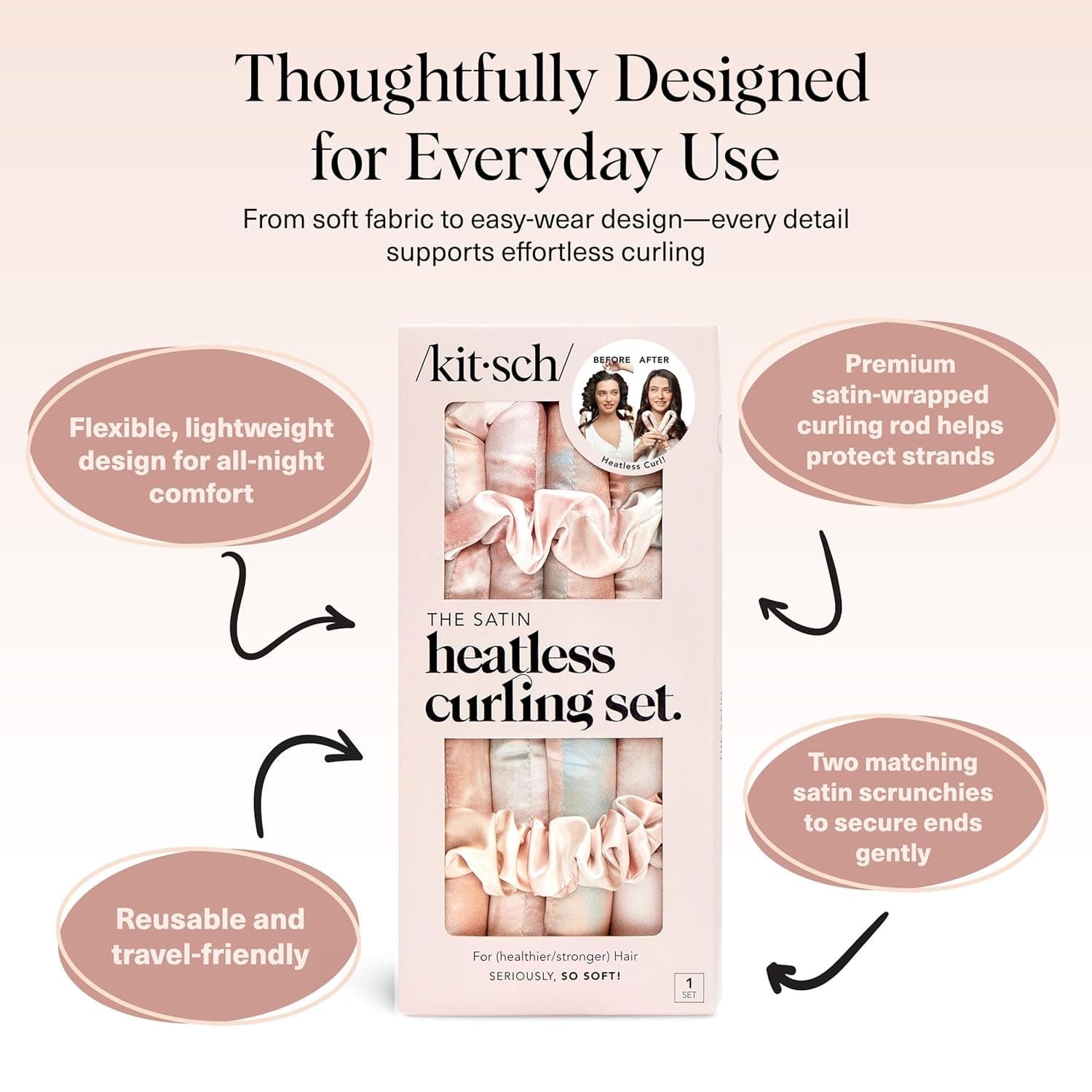 Kitsch Satin Heatless Curling Rod Set thumbnail 4