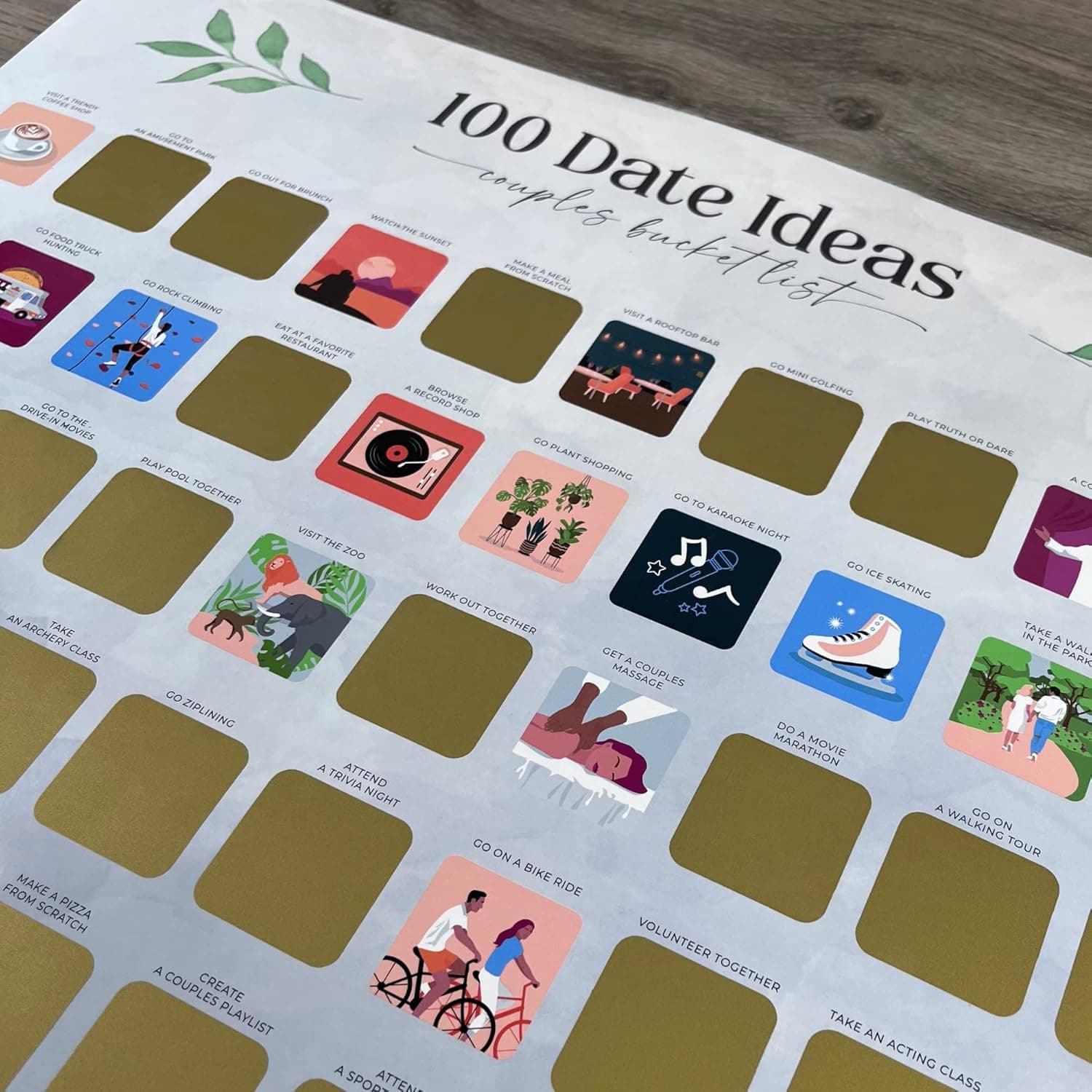 WISHMEAD 100 Dates Scratch Off Poster - Couples Bucket List thumbnail 3