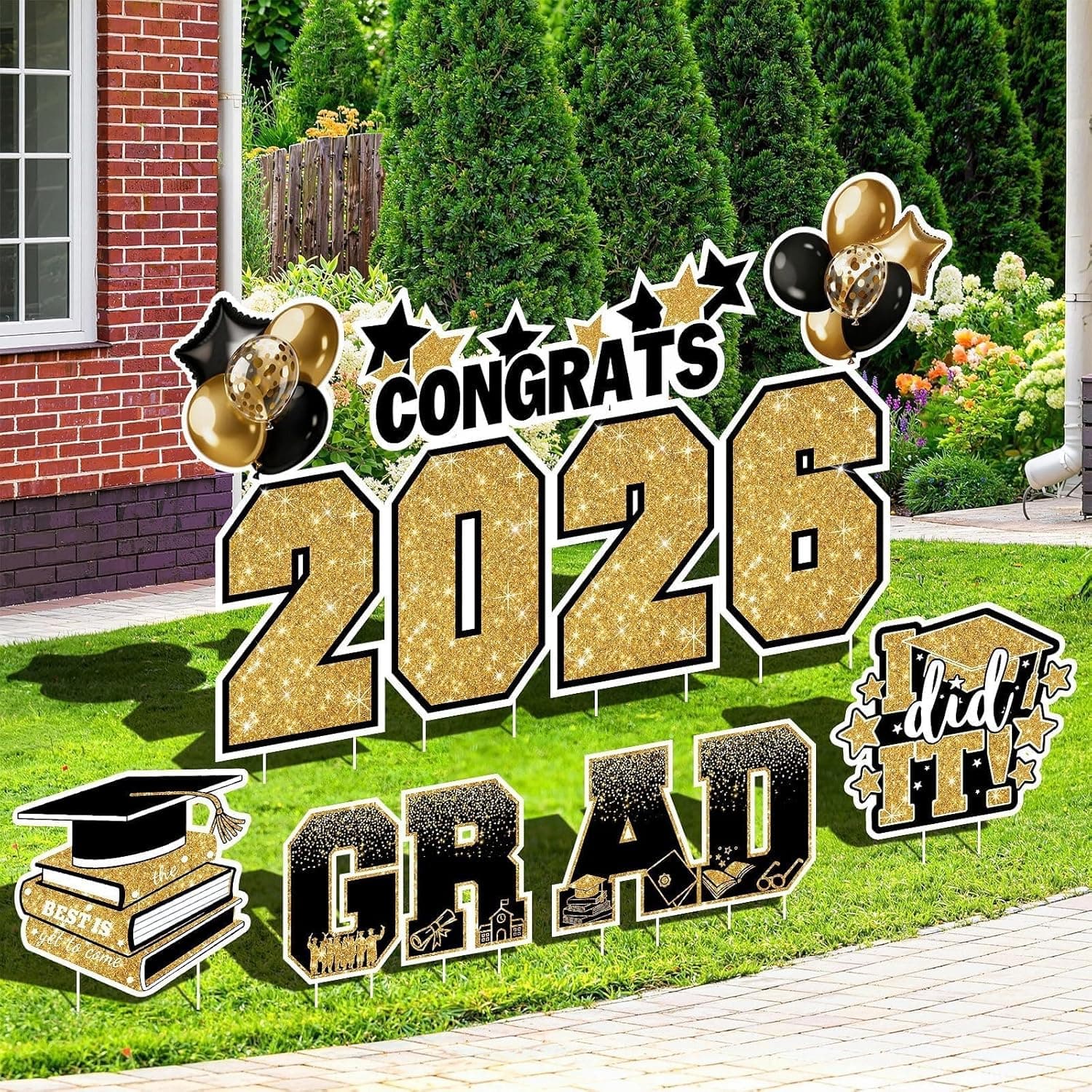 Graduation Yard Signs Class of 2026 (11 Pieces, Black & Gold) thumbnail 3