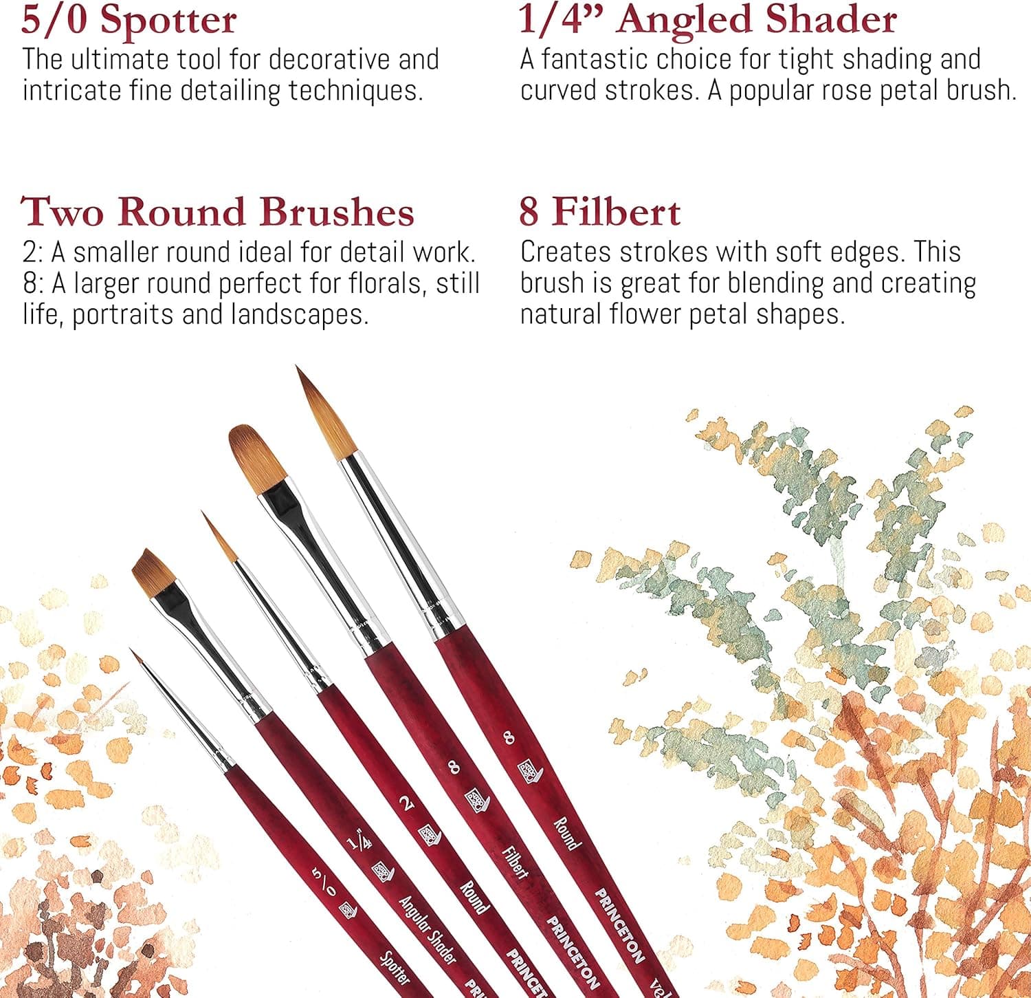 Princeton Velvetouch Series 3950 Professional 5-Piece Brush Set thumbnail 5
