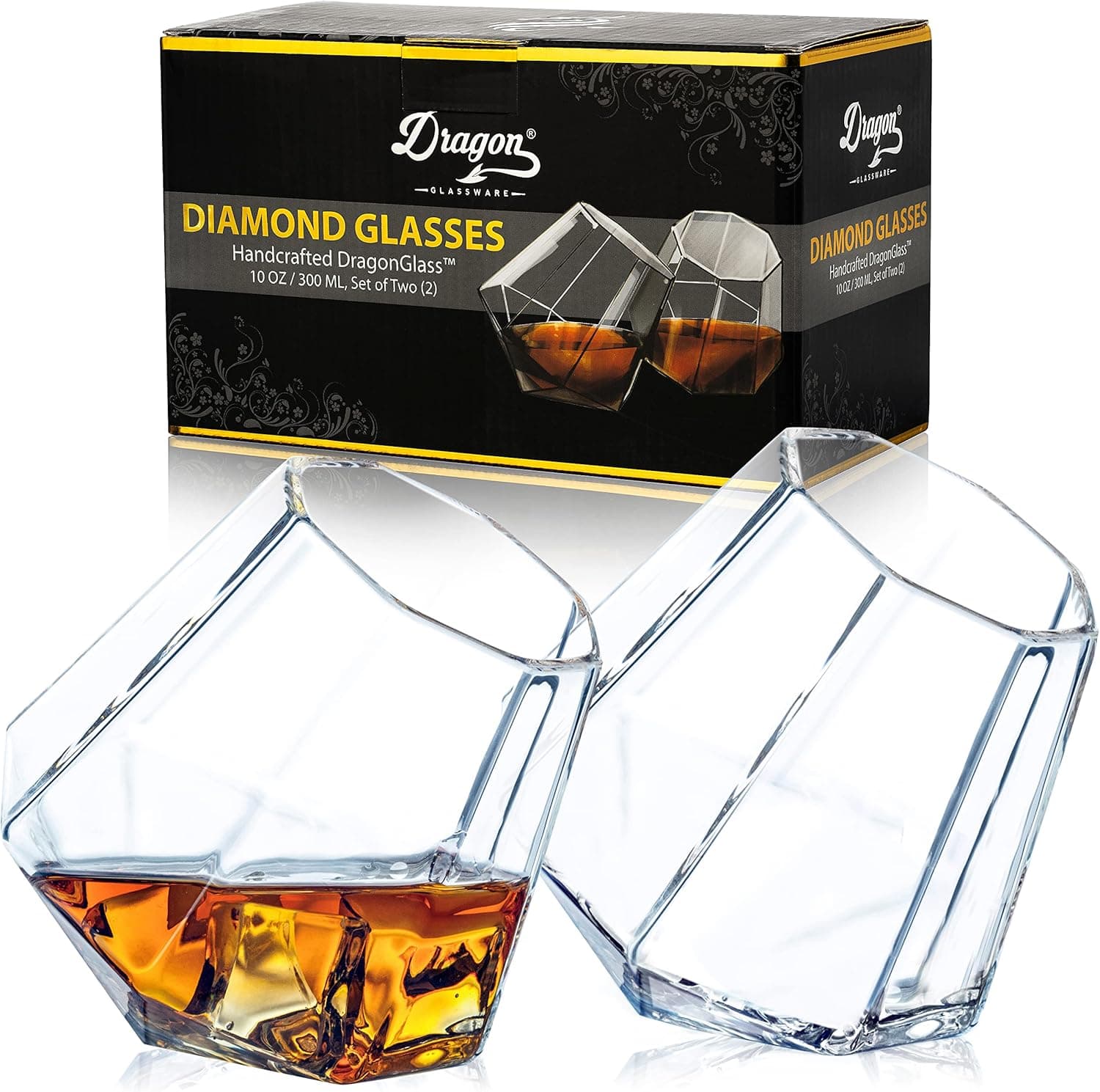 Dragon Glassware Diamond Whiskey Glasses, Set of 2 - image 1