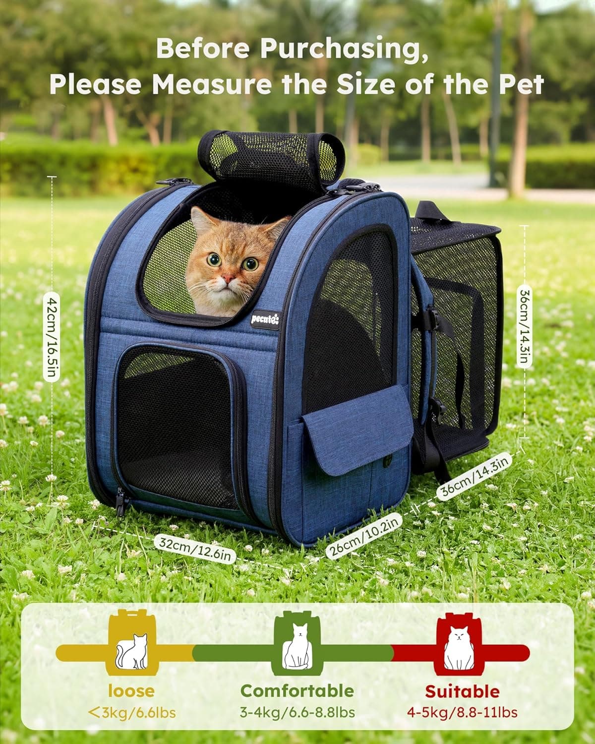 Pecute Expandable Cat Backpack Carrier thumbnail 2