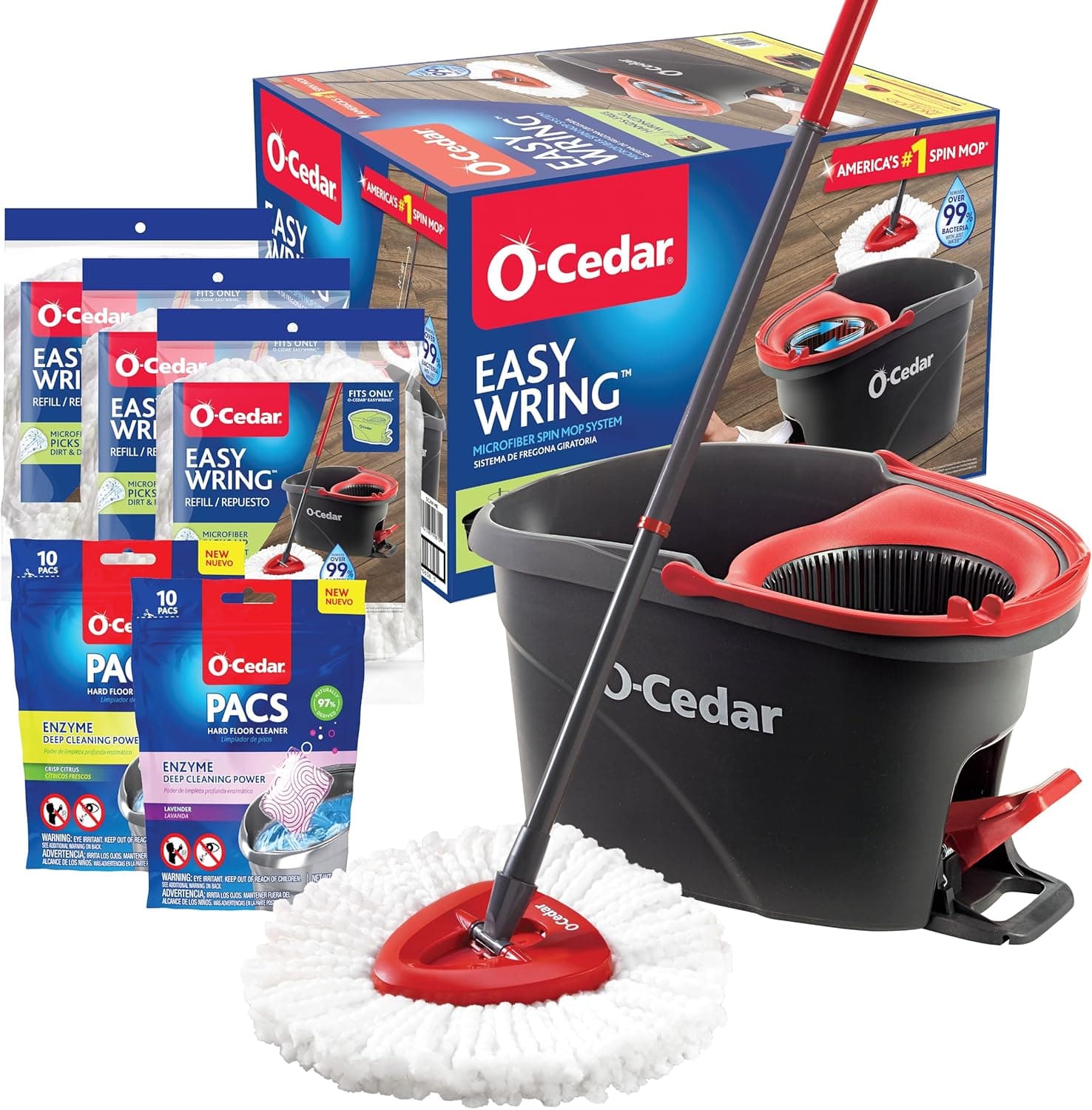 O-Cedar EasyWring Spin Mop & Bucket with 3 Extra Refills thumbnail 3