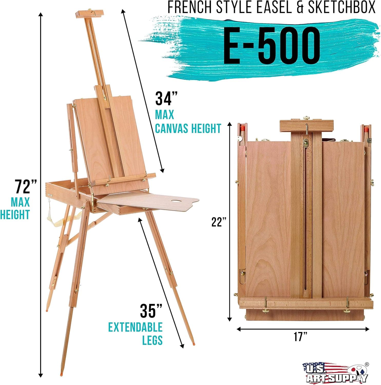 U.S. Art Supply Large Beechwood French Easel thumbnail 2