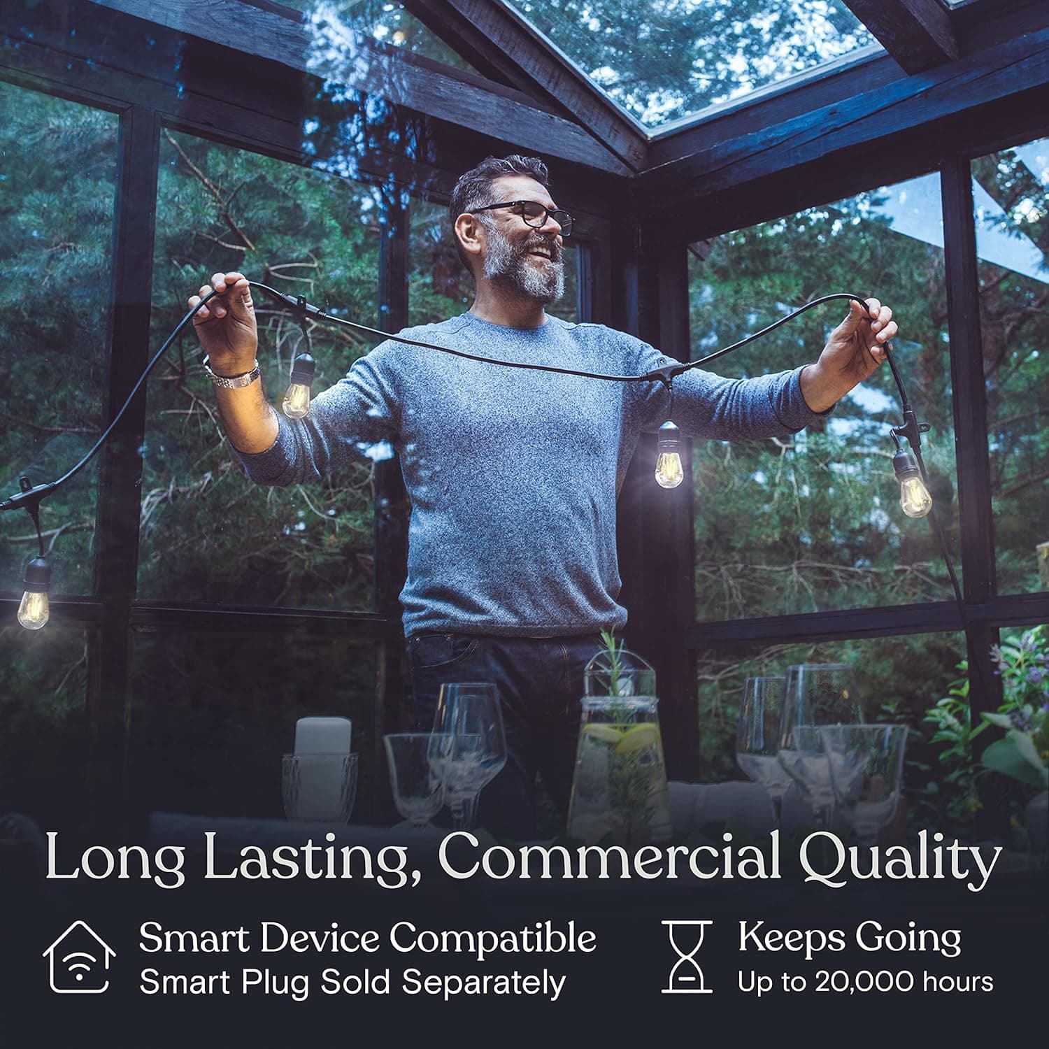 Brightech Ambience Pro LED Outdoor String Lights 48ft thumbnail 4