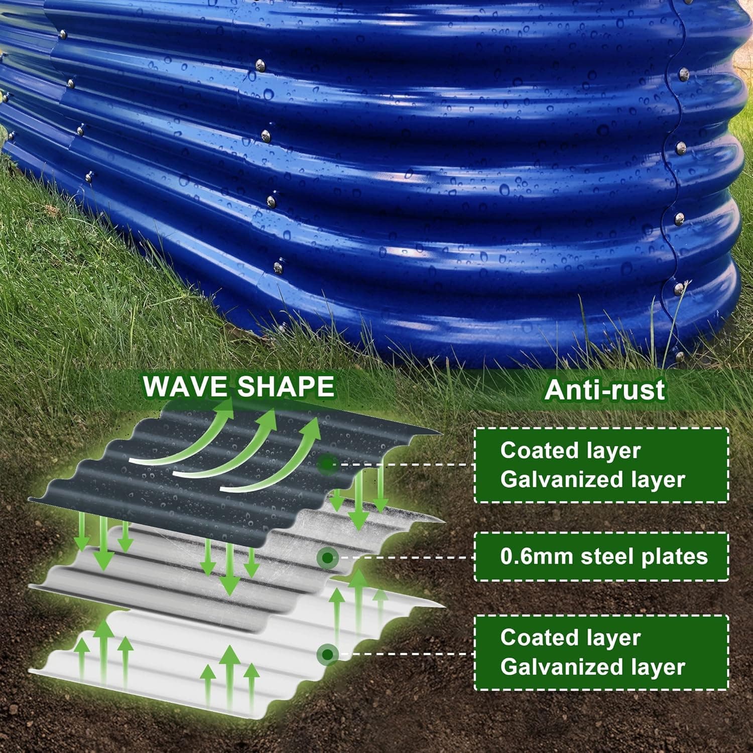 Olle 12-in-1 Galvanized Raised Garden Bed (17" Tall) thumbnail 3