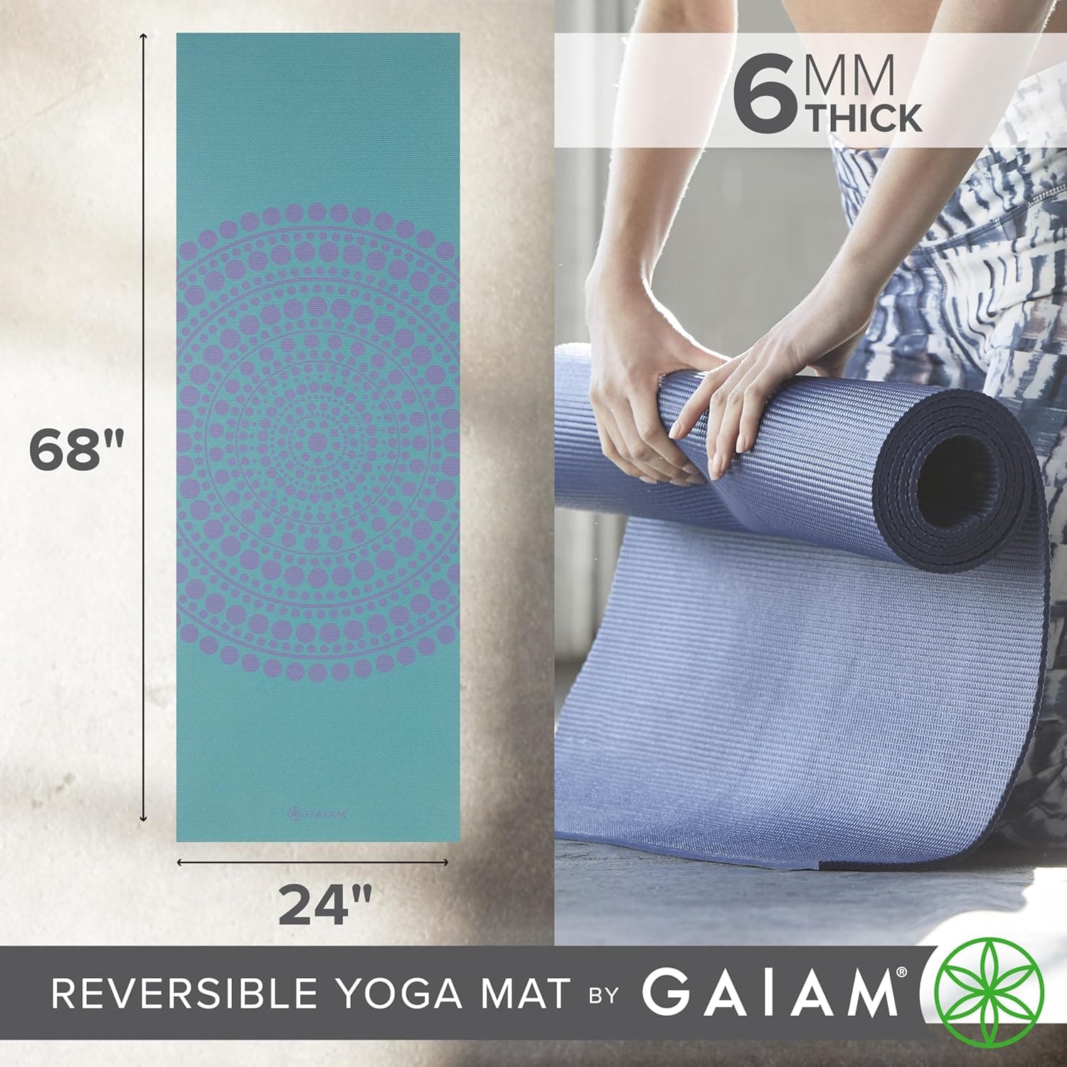 Gaiam Yoga Mat Premium Reversible 6mm thumbnail 5