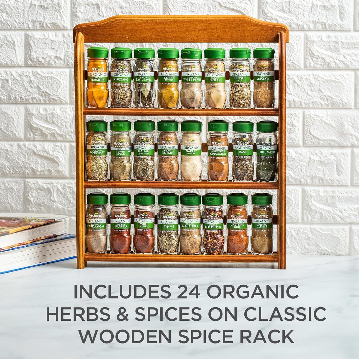 McCormick Gourmet Three Tier Wood 24-Piece Organic Spice Rack thumbnail 2