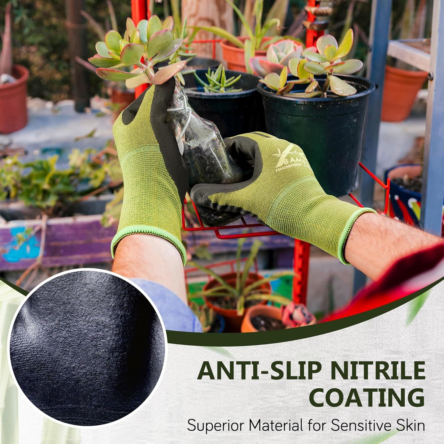 COOLJOB 2-Pair Gardening Gloves with Touchscreen Fingertips thumbnail 4