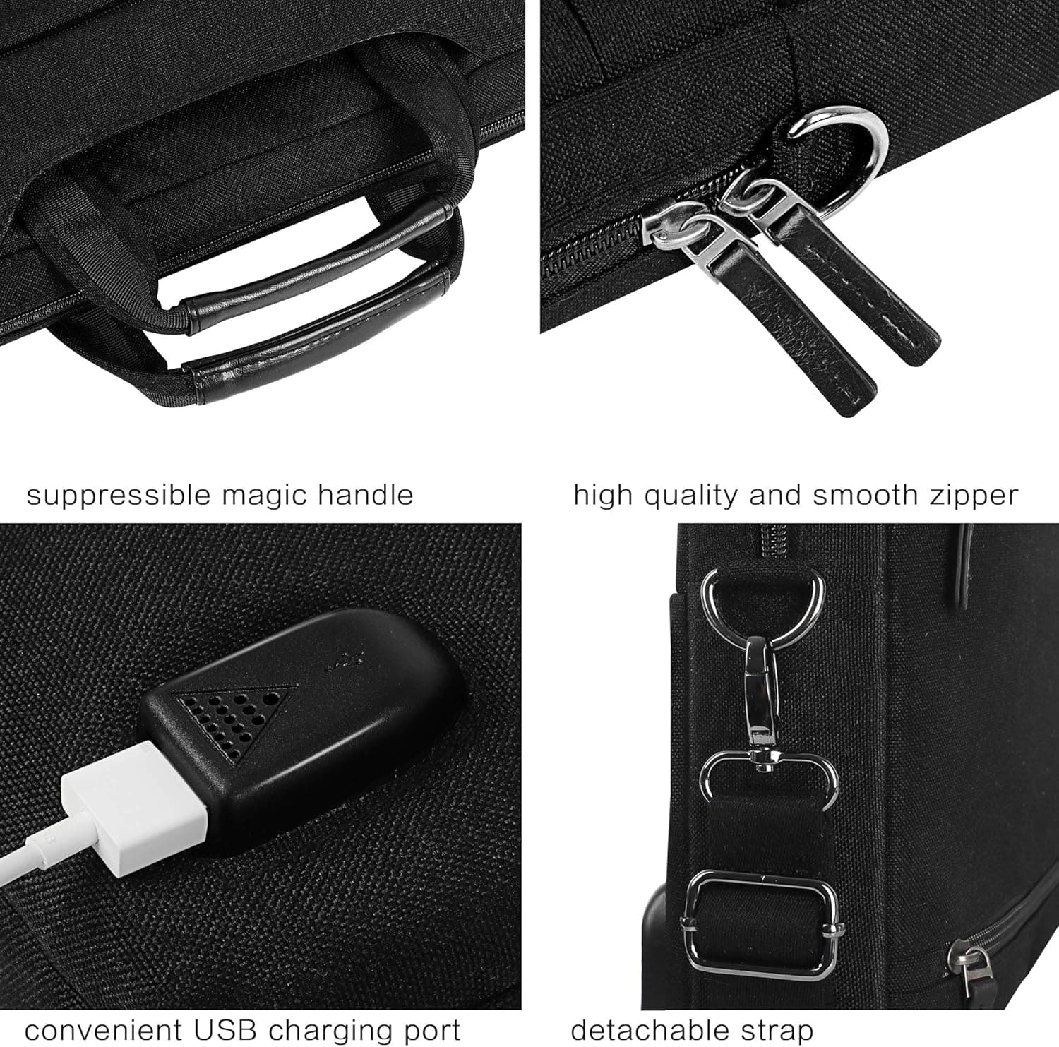 DOMISO 17 Inch Multi-Functional Laptop Sleeve Briefcase with USB Charging Port thumbnail 5