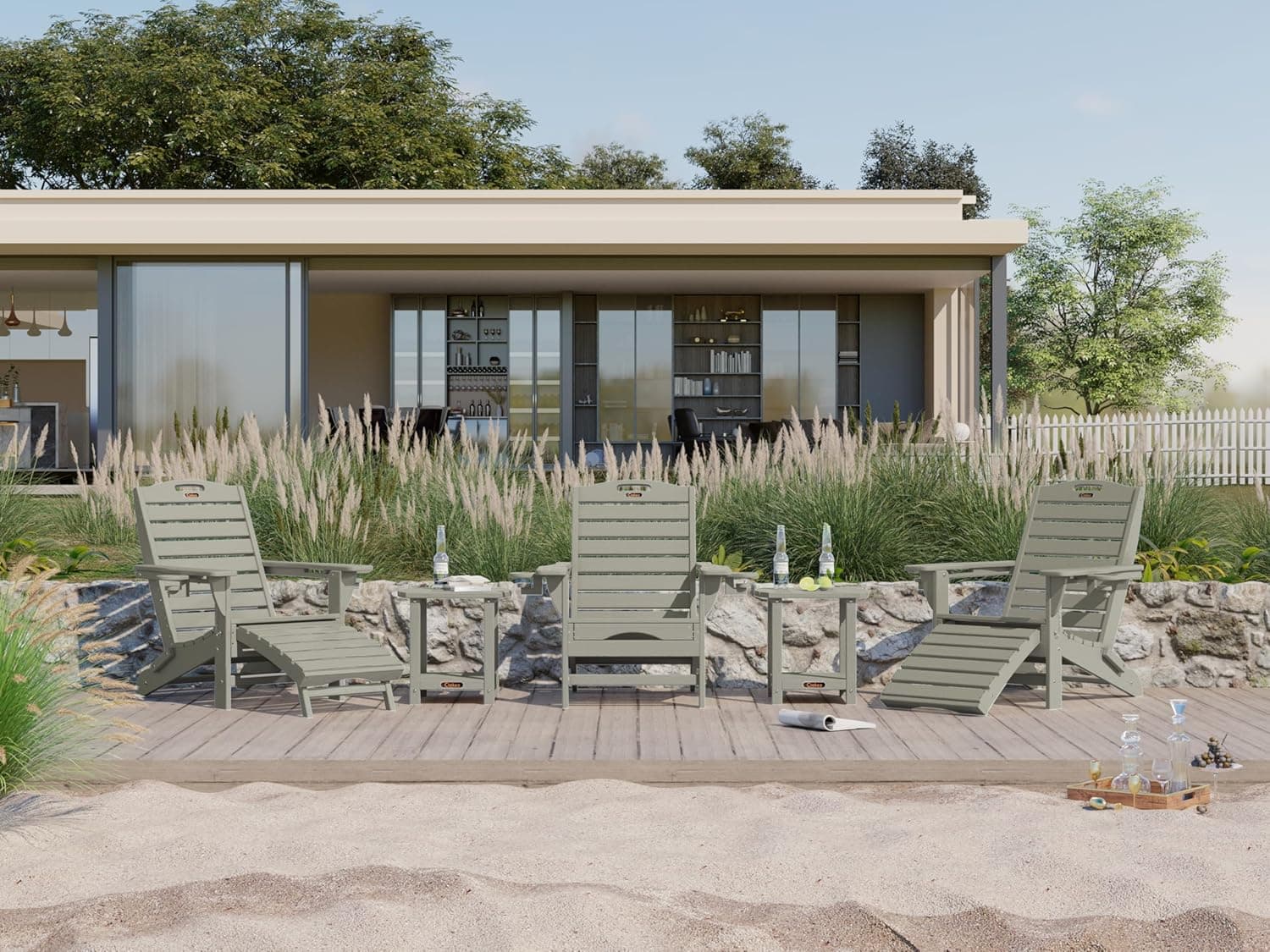 Ciokea Folding Adirondack Chair with Retractable Ottoman thumbnail 2