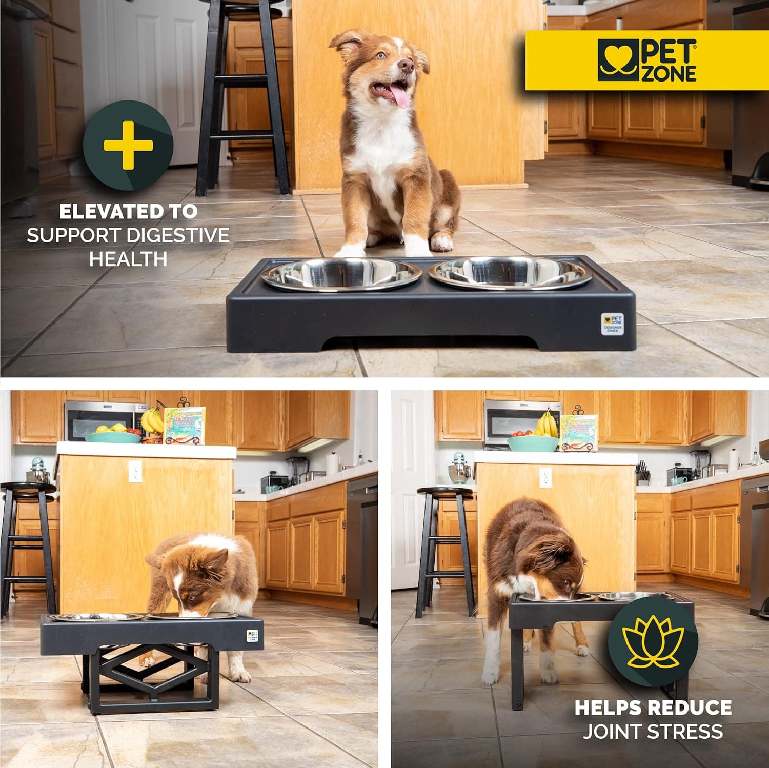 Pet Zone Designer Diner Adjustable Elevated Dog Bowls thumbnail 2