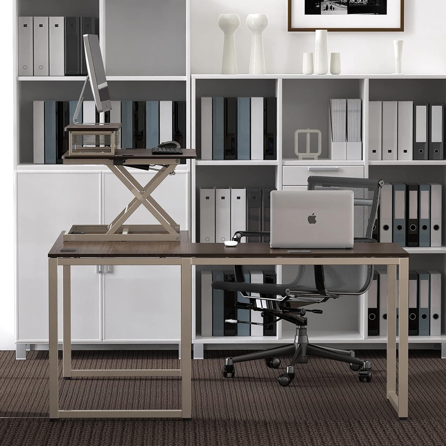 SHW 36-Inch Height Adjustable Standing Desk Converter thumbnail 2