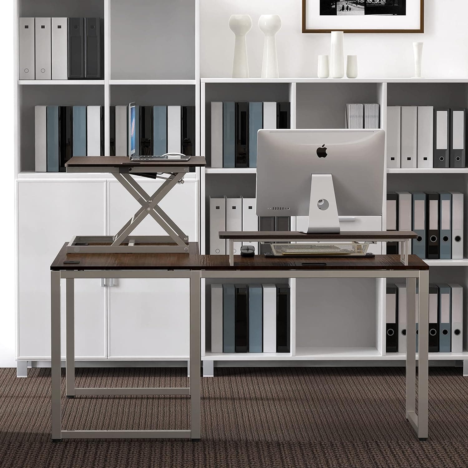 SHW 36-Inch Height Adjustable Standing Desk Converter thumbnail 4