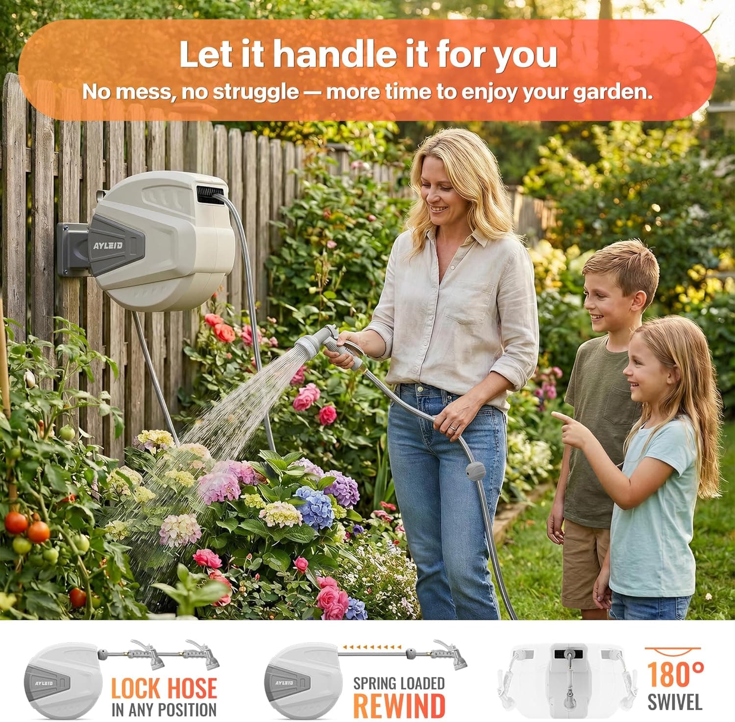 Ayleid Retractable Garden Hose Reel 1/2 in x 100 ft thumbnail 3