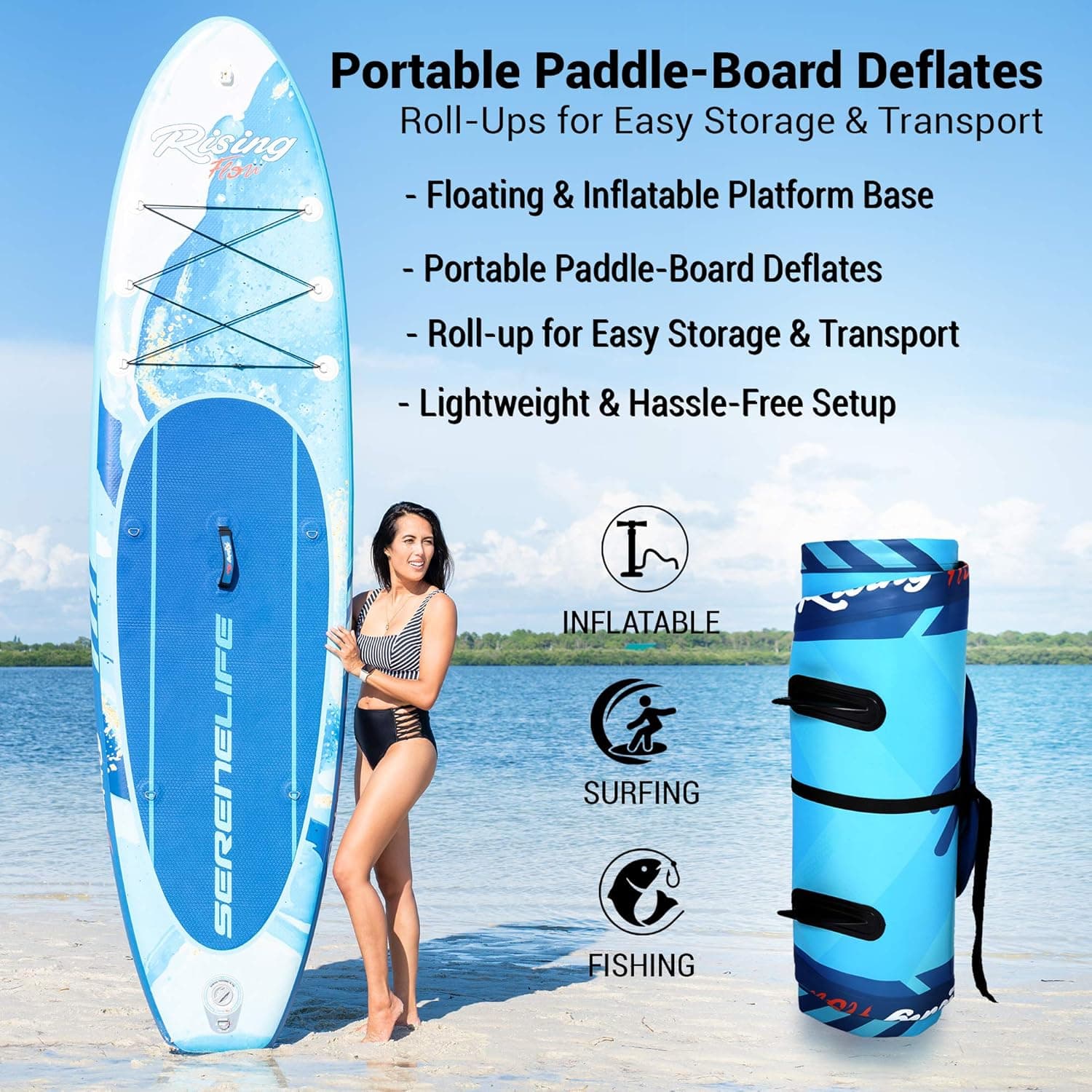 SereneLife Inflatable Stand Up Paddle Board 10'6" thumbnail 4