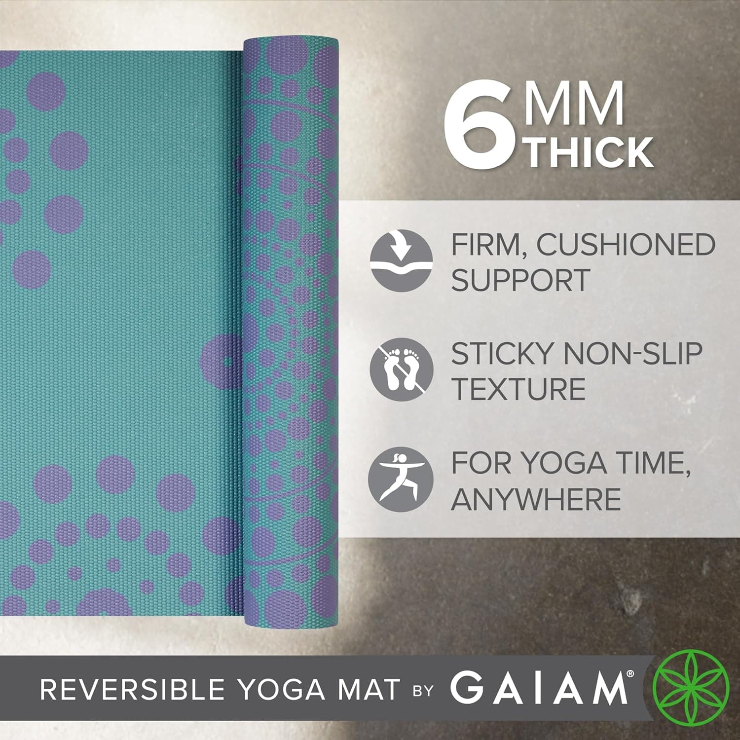 Gaiam Yoga Mat Premium Reversible 6mm thumbnail 4