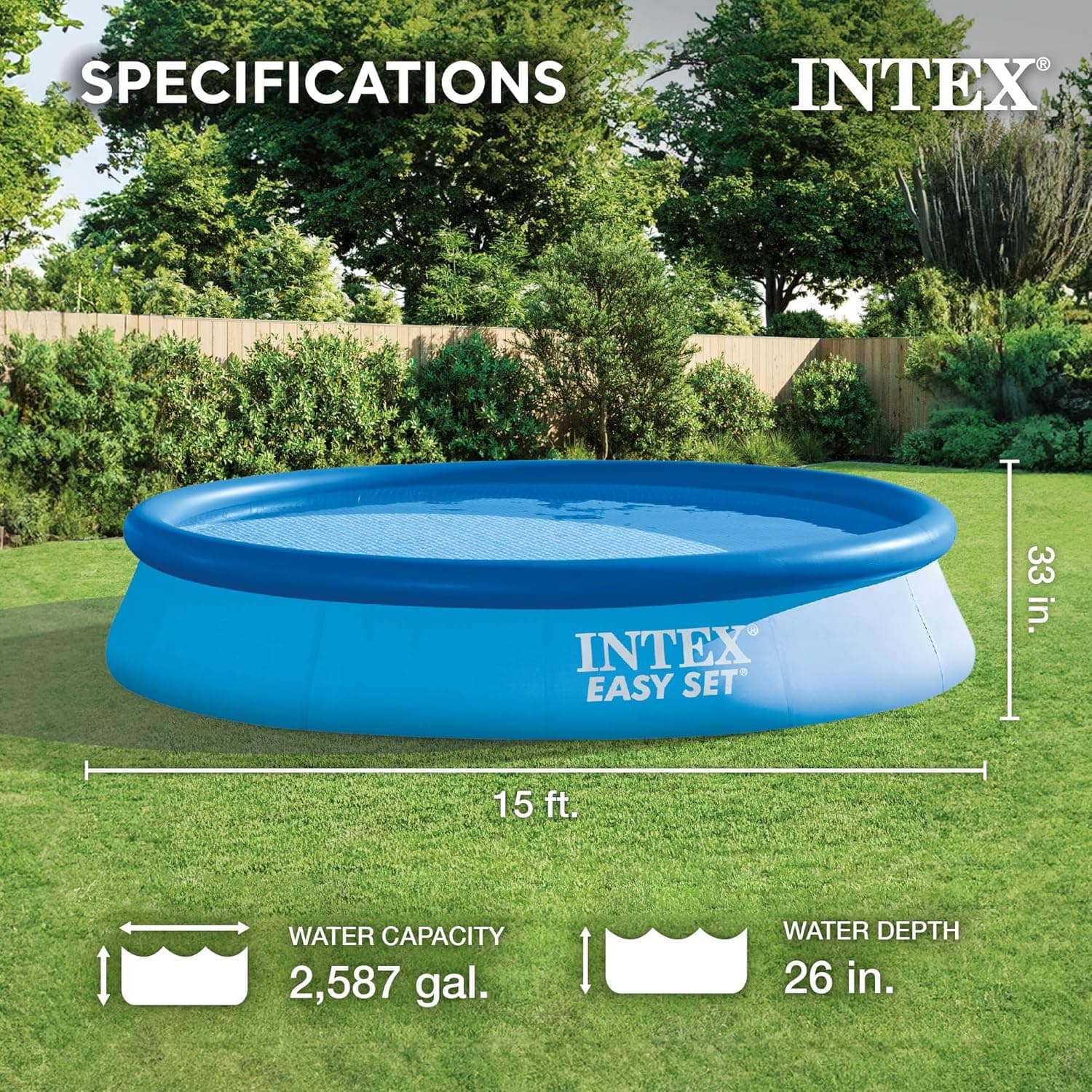 Intex 28157EH Easy Set 15ft x 33in Inflatable Pool Set thumbnail 2