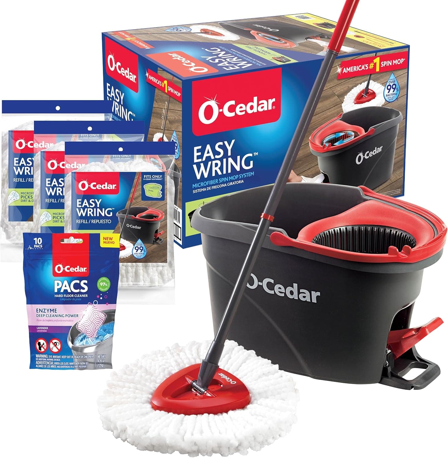 O-Cedar EasyWring Spin Mop & Bucket with 3 Extra Refills thumbnail 4